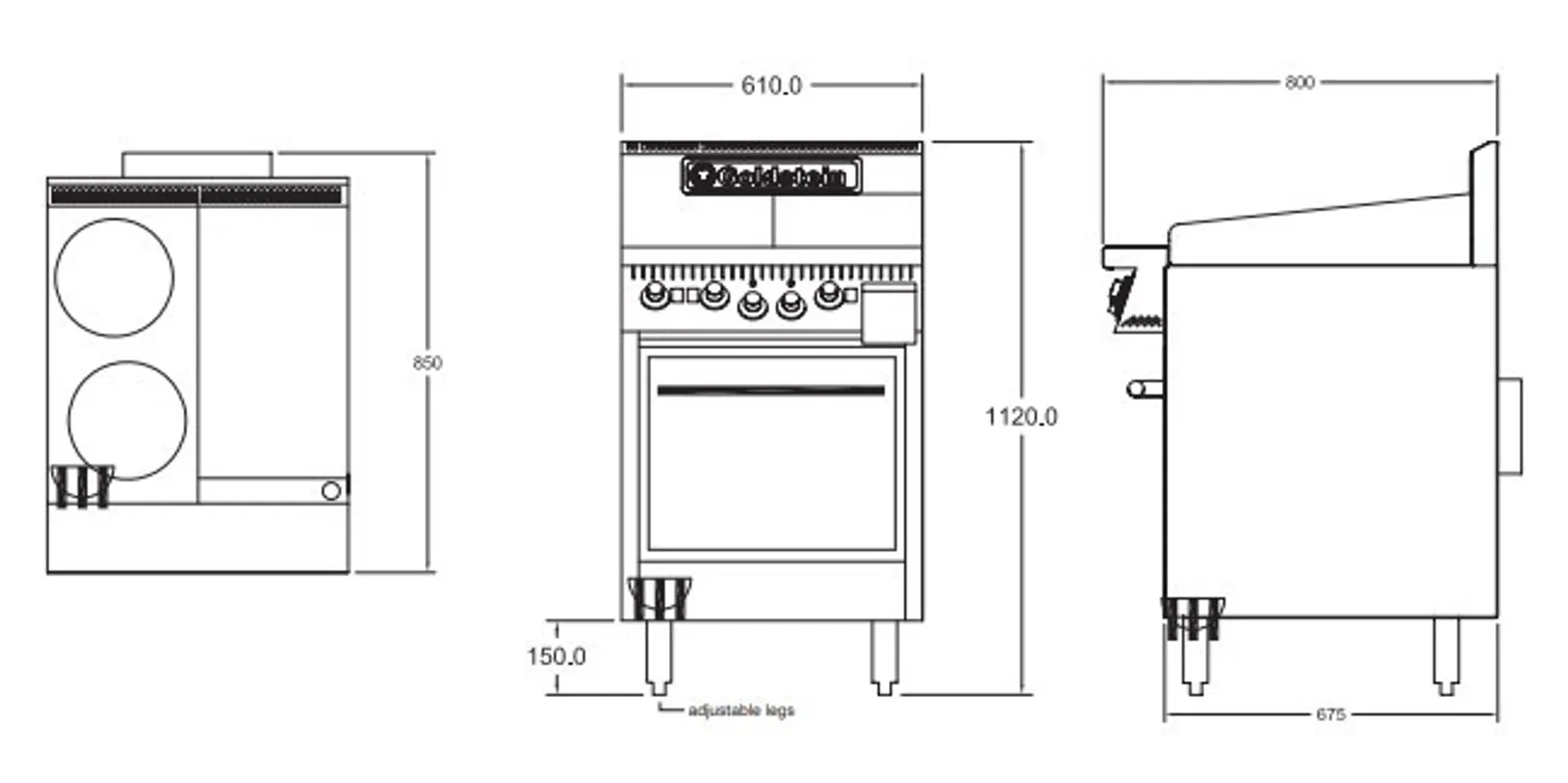 Goldstein PE2S12G20FF - Electric Oven w/ 2 Hotplate & Griddle