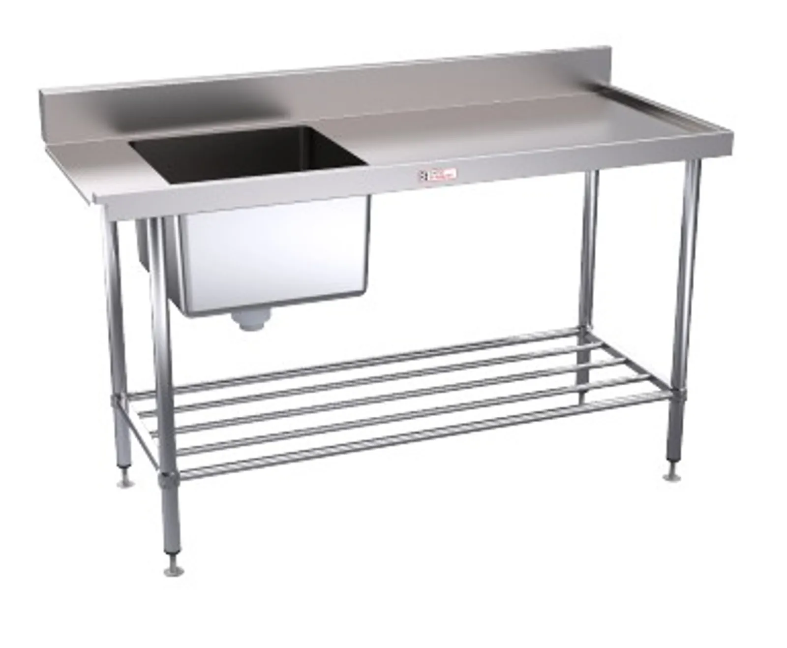 Simply Stainless SS08.1500.R Dishwasher Inlet Bench (600 Series) - 1500mm - Right Hand Inlet