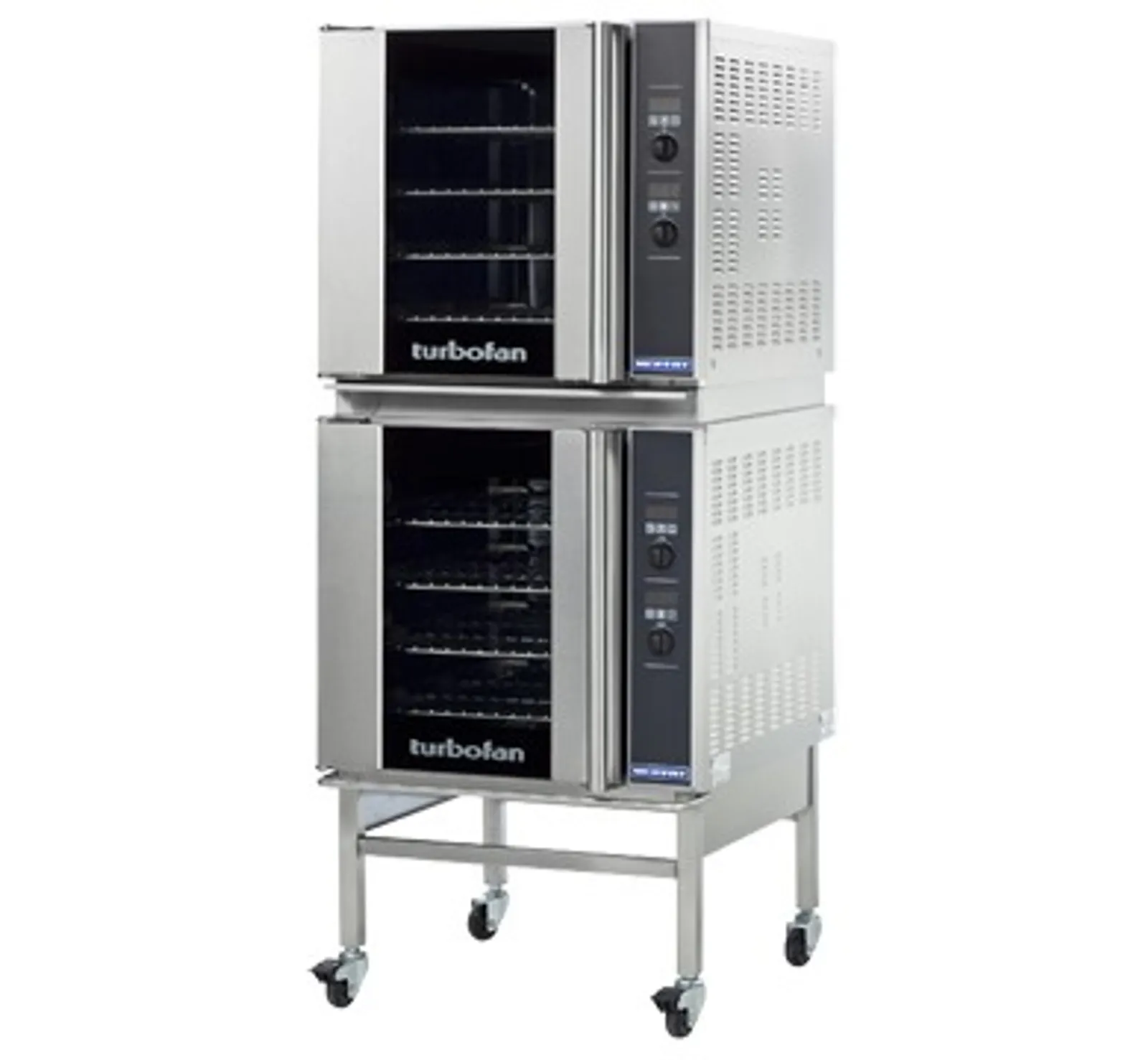 Turbofan E32D4/2C - Full Size Tray Digital Electric Convection Ovens Double Stacked With Castor Base Stand