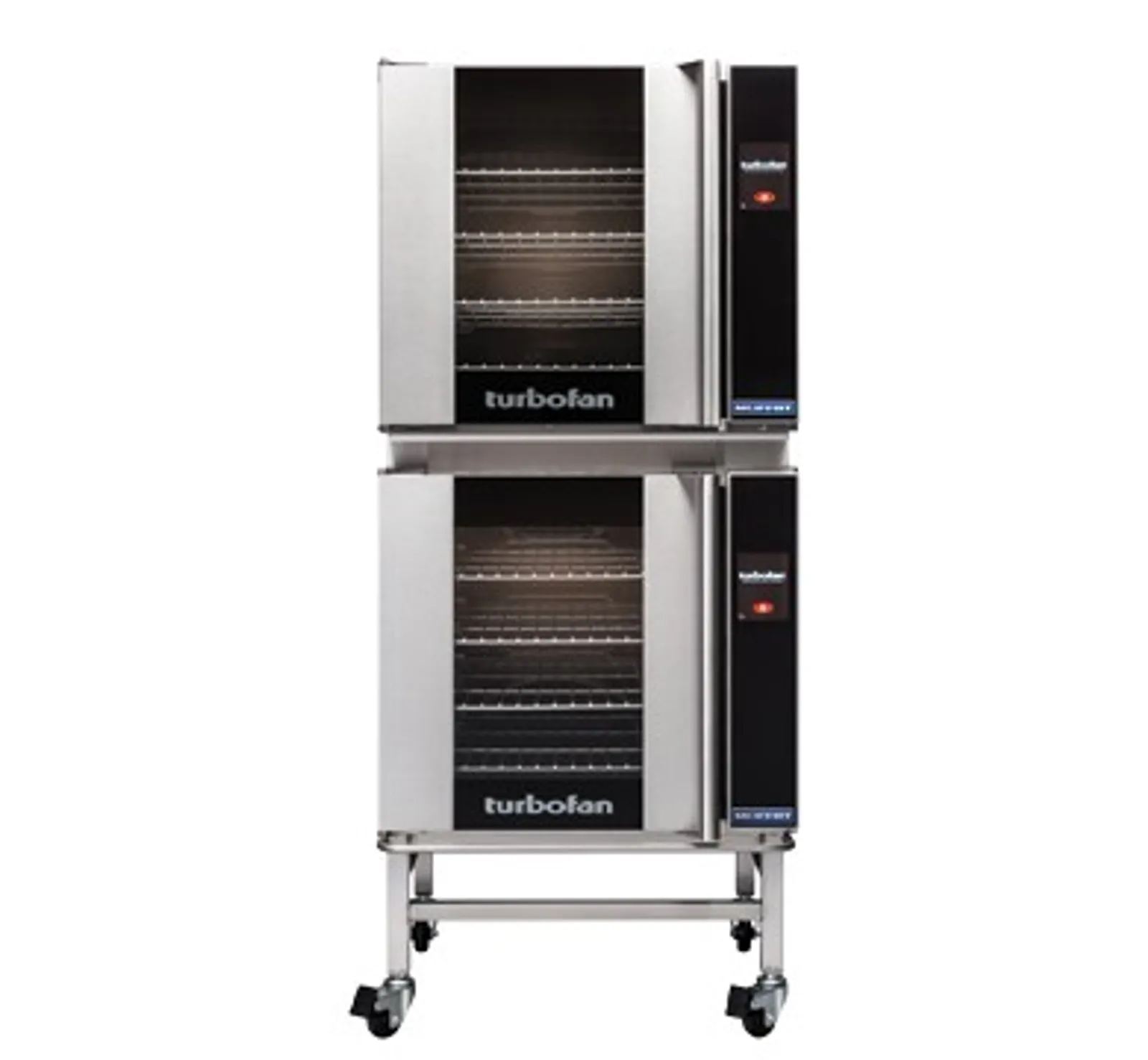 Turbofan E32T4/2C - 2 x E32T4 Electric Convection Ovens Double Stacked with Castor Base Stand