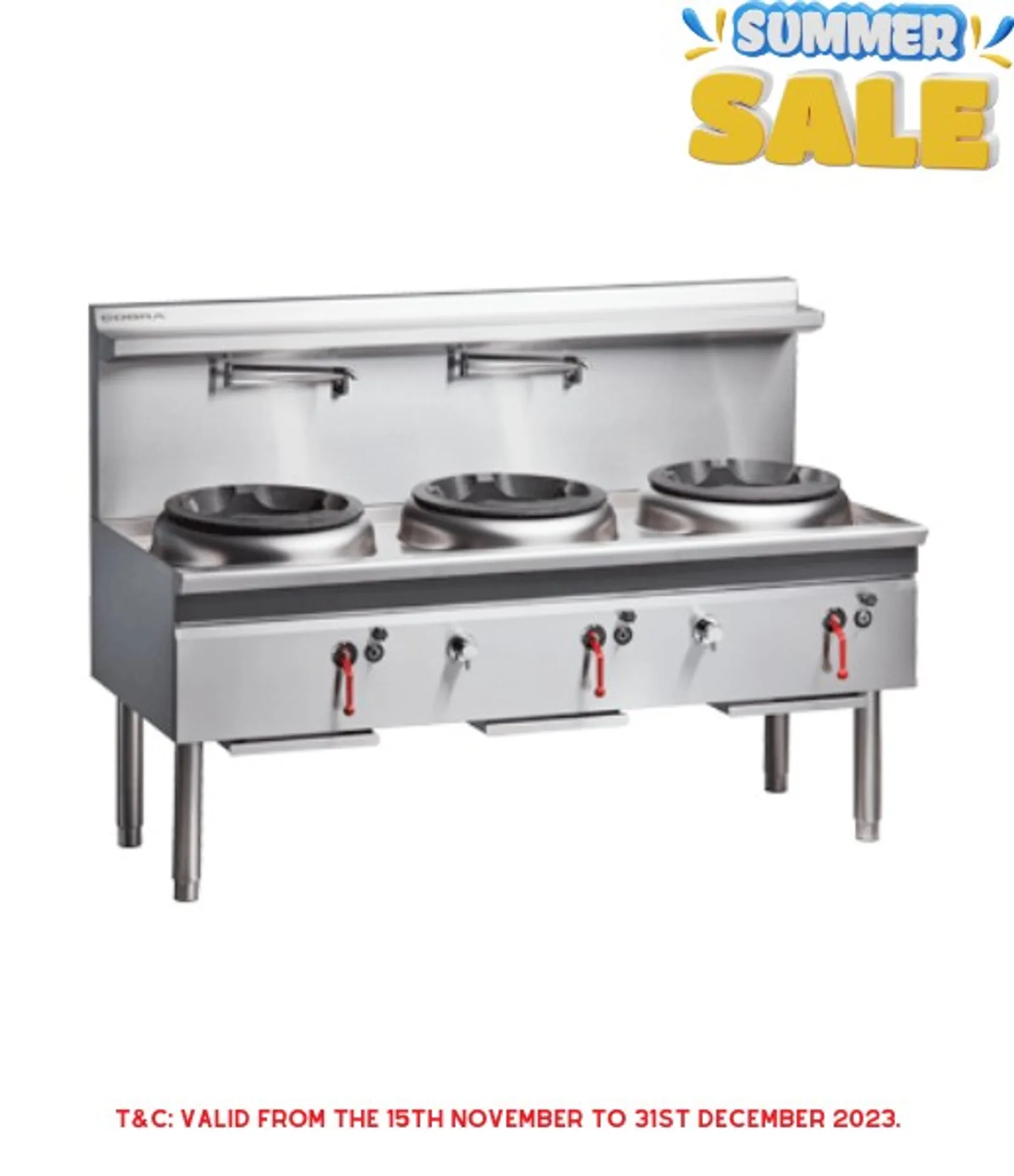 Cobra CW3H-CCC - 1800mm Gas Waterless Wok with 3 Chimney burners
