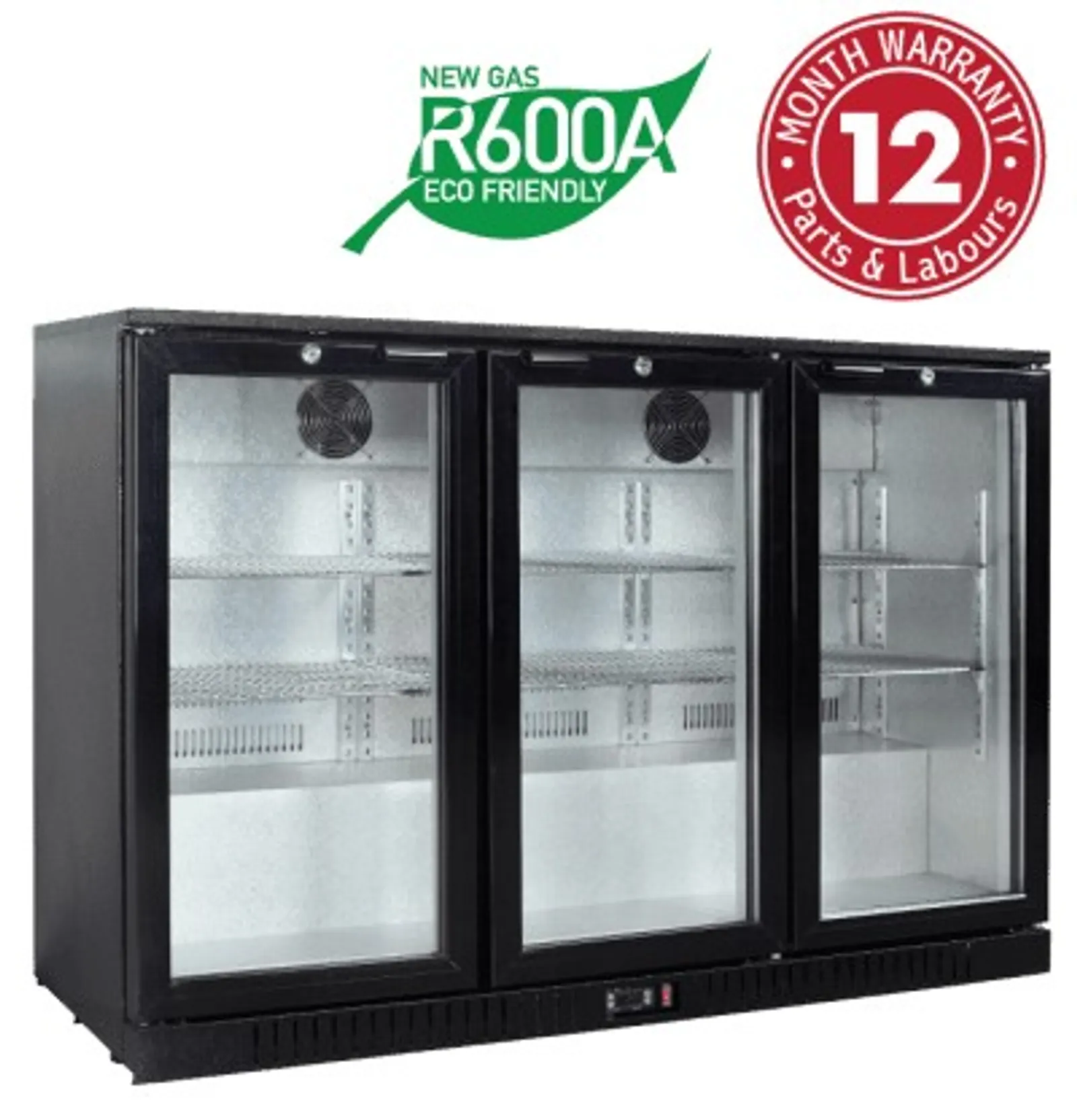 Exquisite UBC330L Three Swing Doors Backbar Display Refrigerators, Low Height
