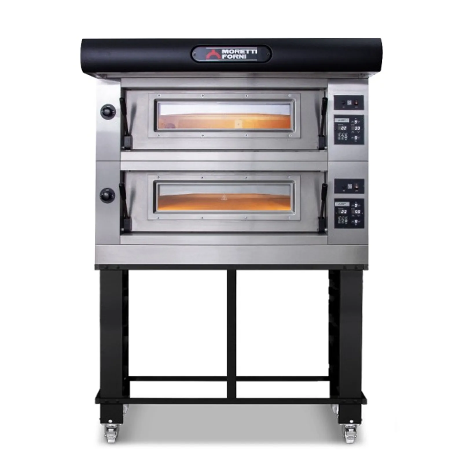 Moretti Forni COMP-C-2-S Amalfi Double Deck Pizza Ovens on Stand