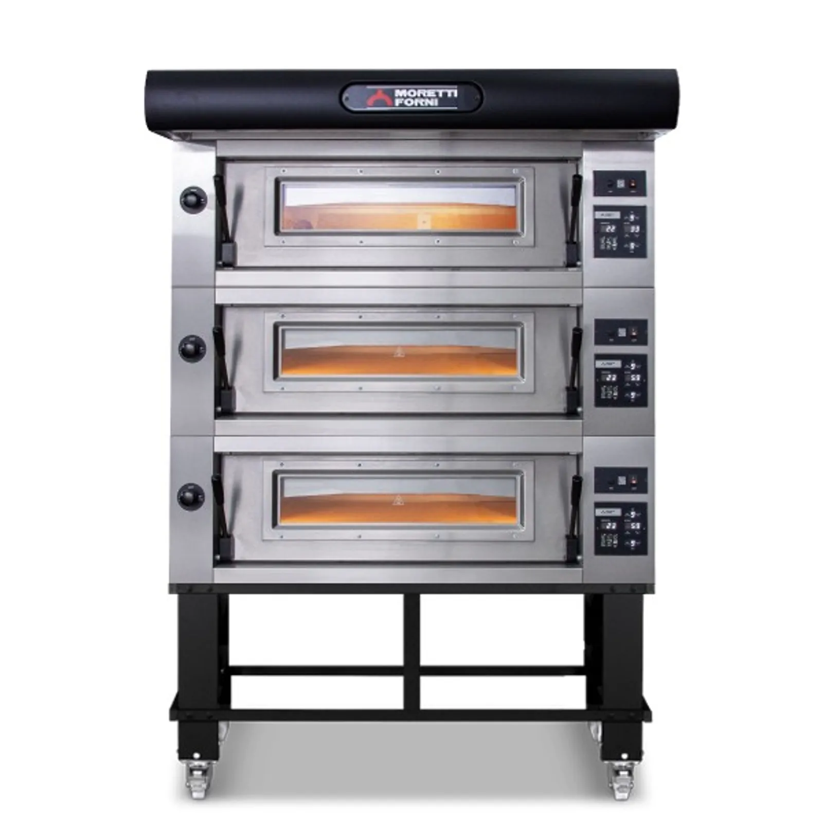 Moretti Forni COMP-D-3-S Amalfi Triple Deck Pizza Ovens on Stand
