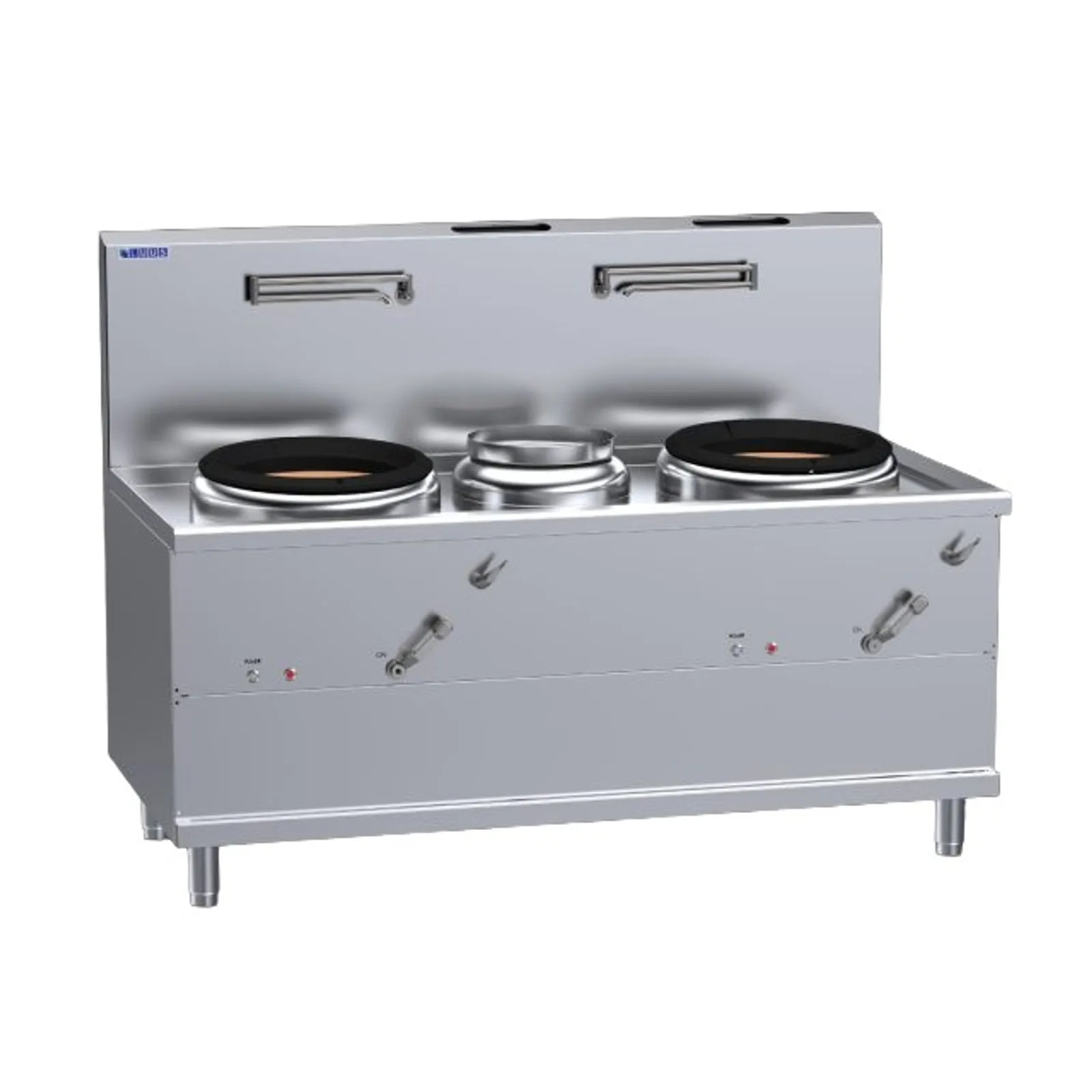 LUUS WV-1A1P1A Fo San Wok - 2 Air-Blast Burners & 1 Centre Pot