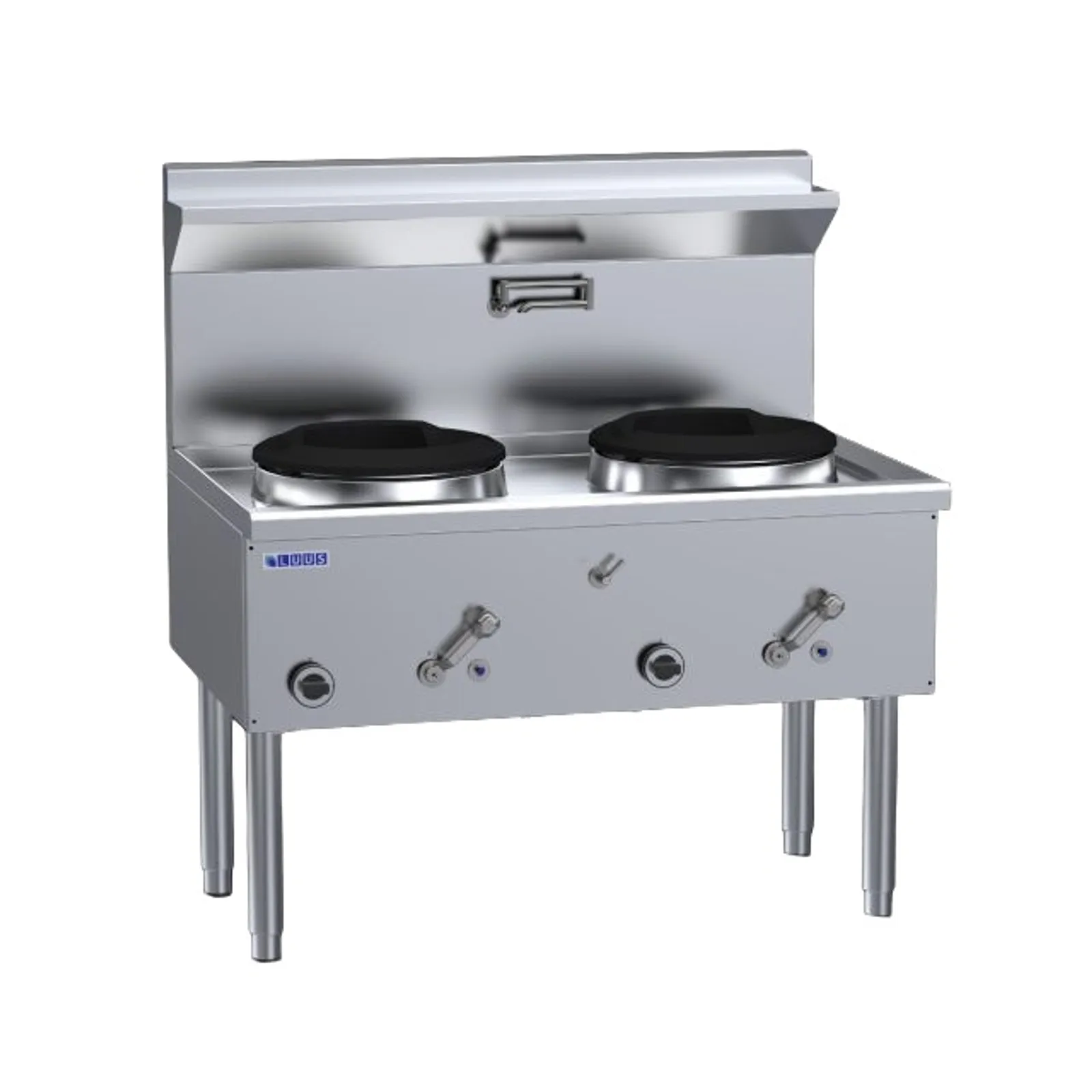 LUUS WZ-2C Compact Waterless Wok - 2 Chimney Burners