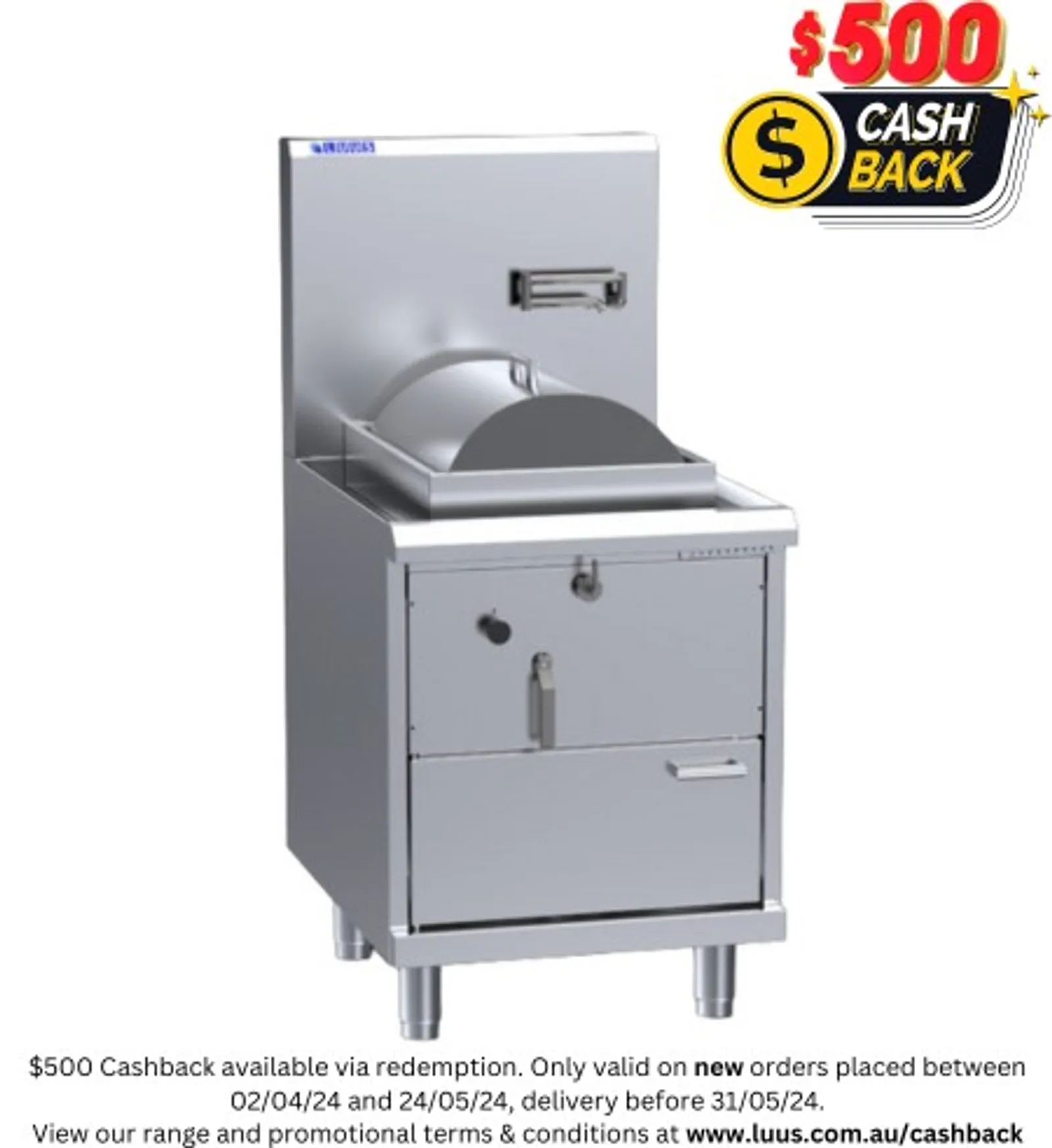 LUUS YCR-1 Auto Refill Steamer - 1 Mongolian Burner Ideal for Rice Roll/Cheung Fun