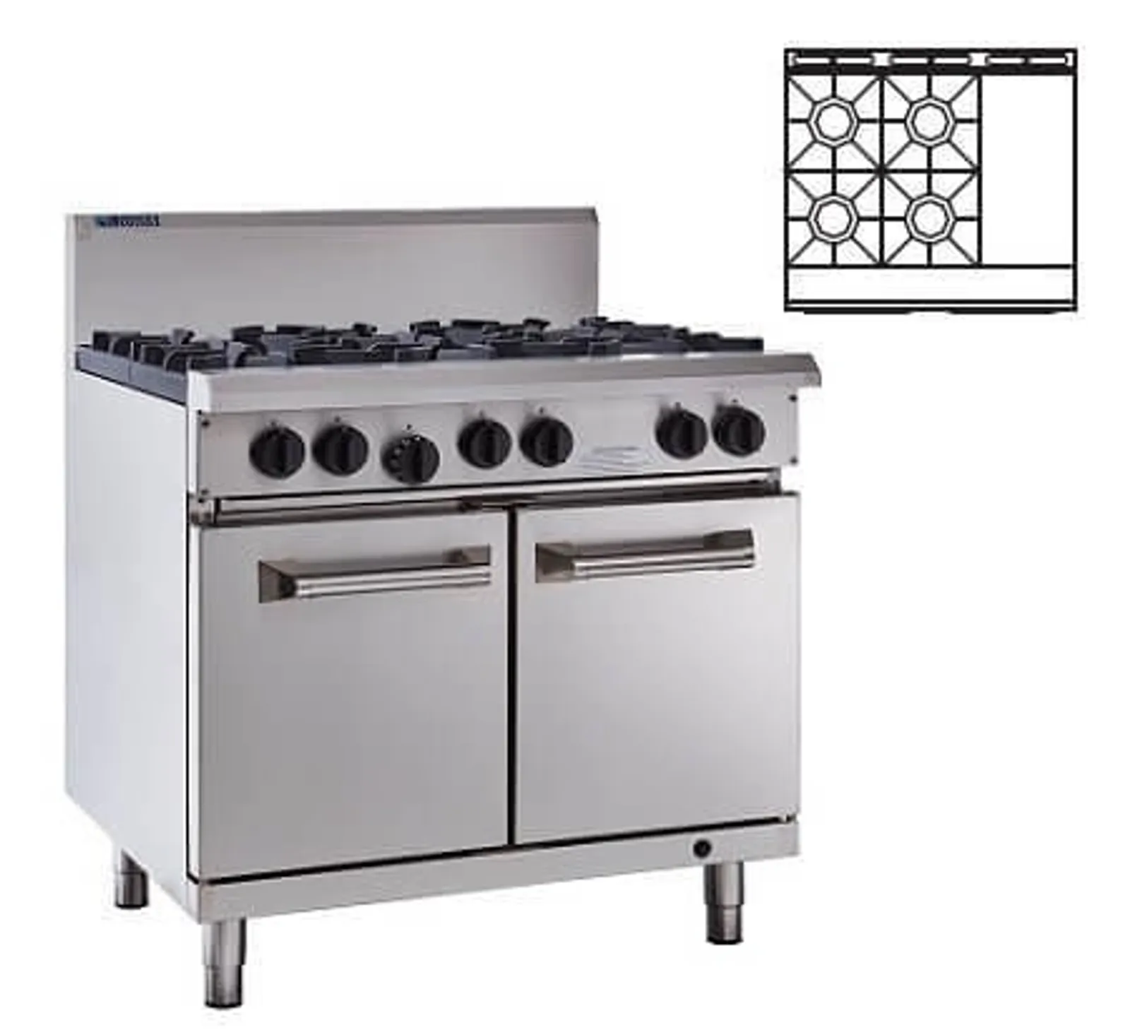 LUUS RS-4B3P - 4 Burner, 300 Wide Griddle & Oven