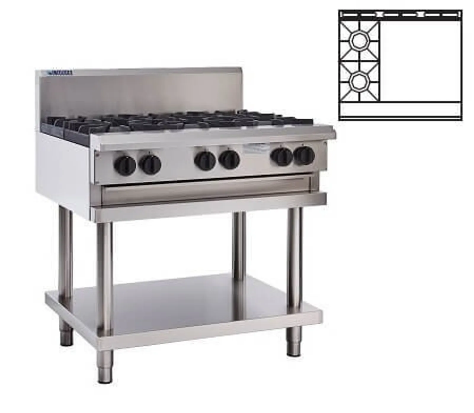 LUUS CS-2B6P - 2 Burner + 600 Wide Griddle Cooktop