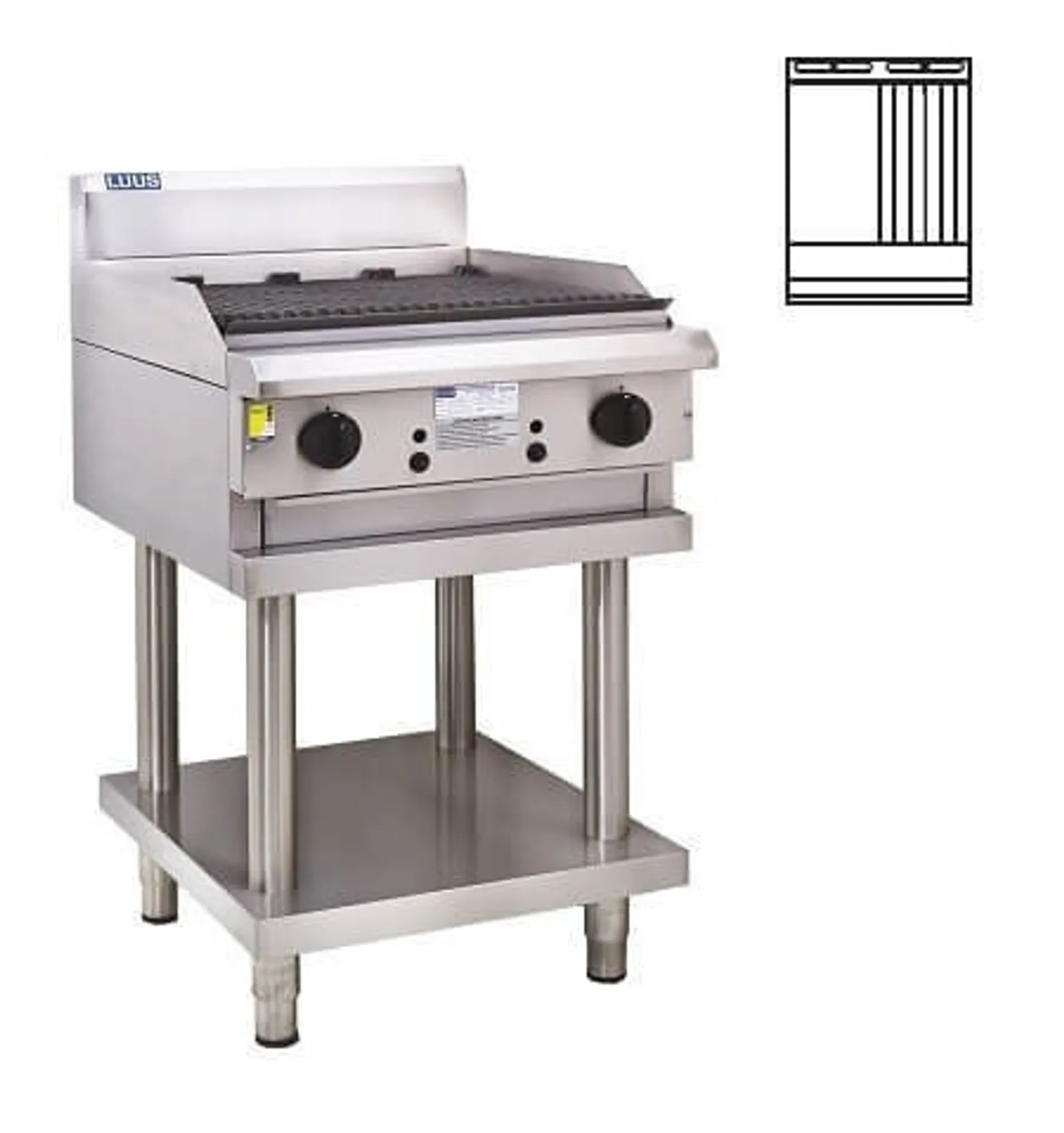 LUUS CS-3P3C - 300mm Griddle + 300mm Chargrill