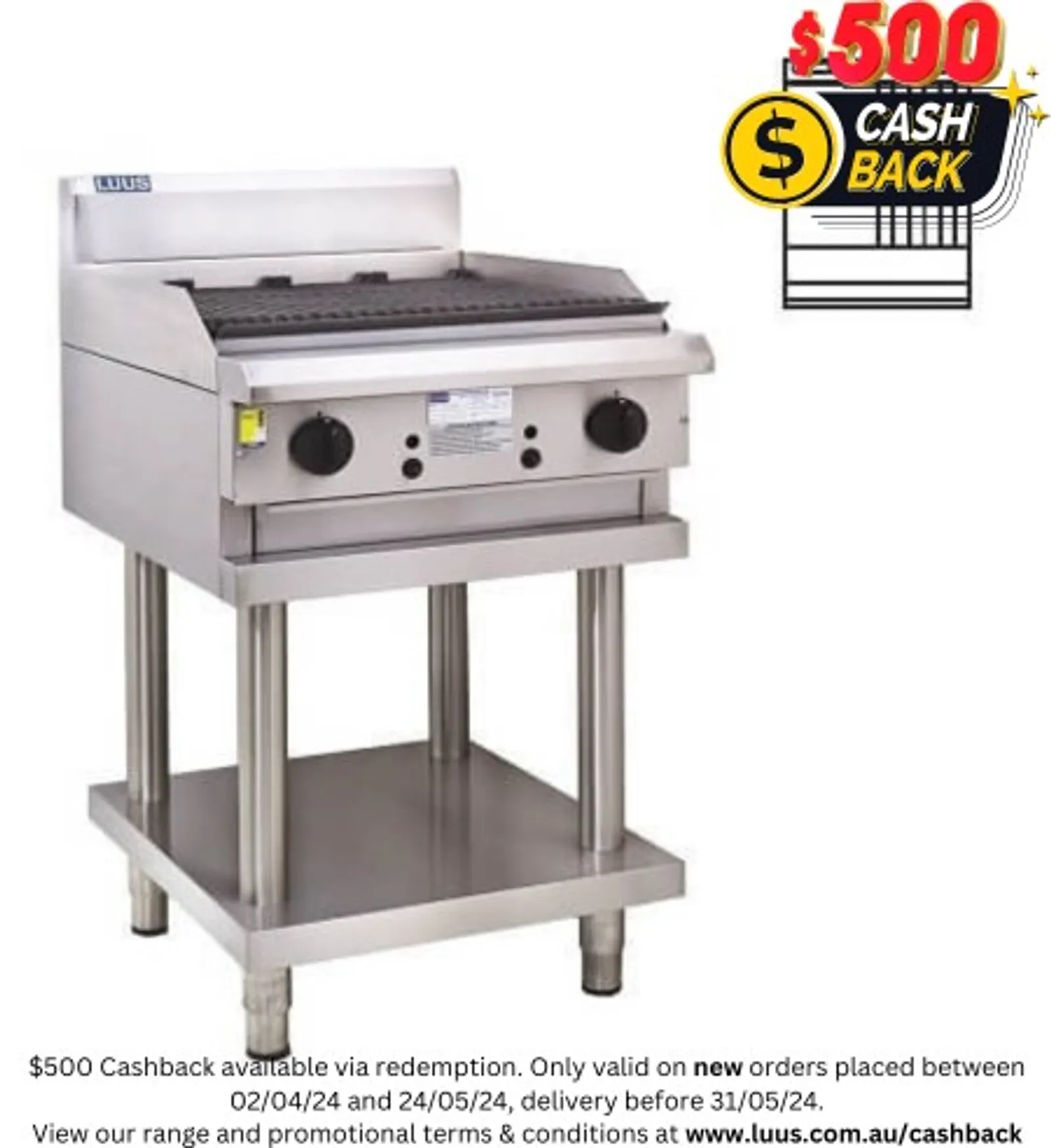 LUUS CS-3P3C - 300mm Griddle + 300mm Chargrill