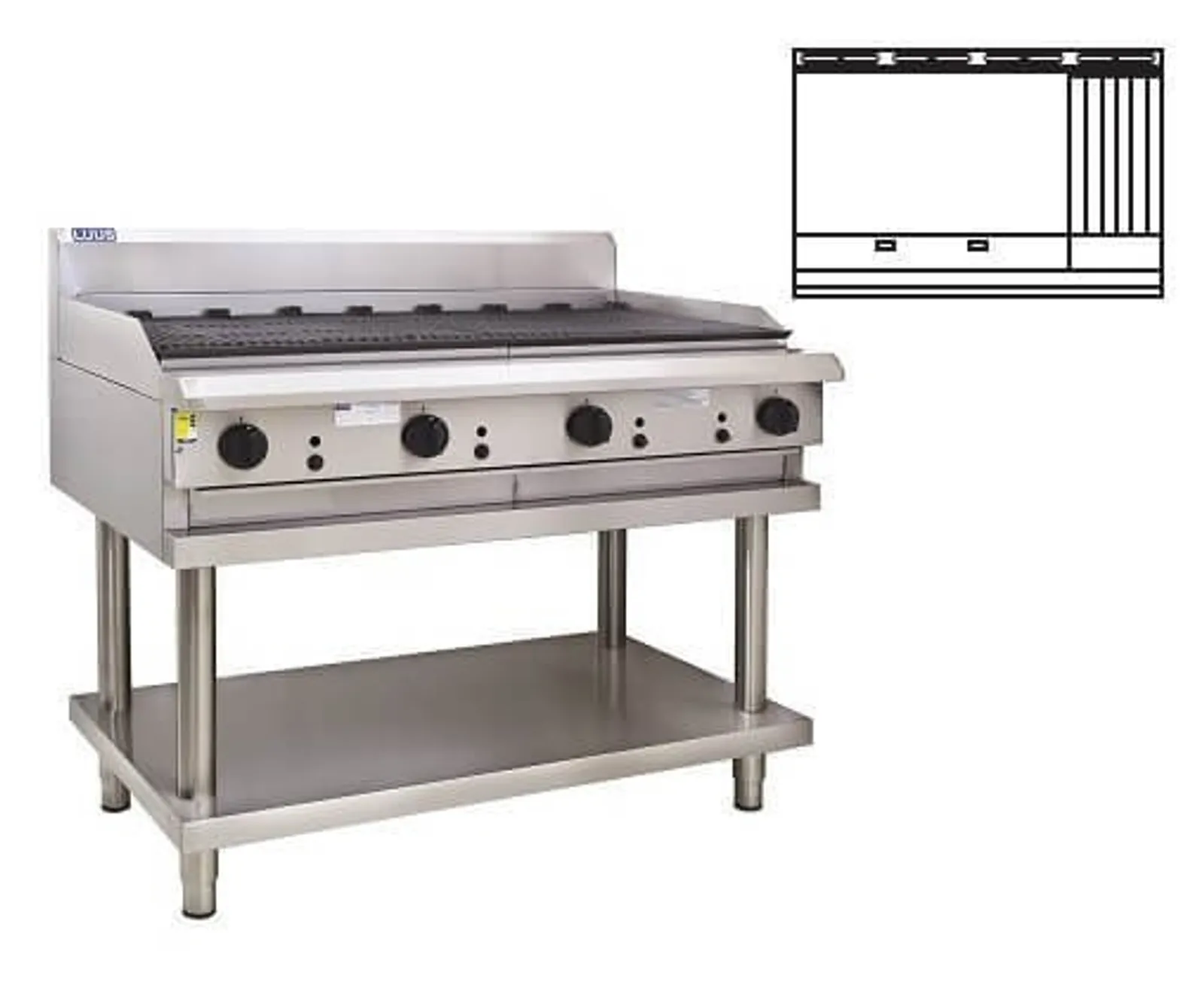 LUUS CS-9P3C - 900mm Griddle + 300mm Chargrill