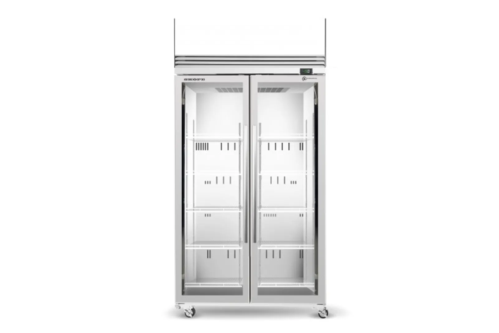 SKOPE SKFT1000N-AC - 2 Glass Door Upright Display Freezer, Lit Sign
