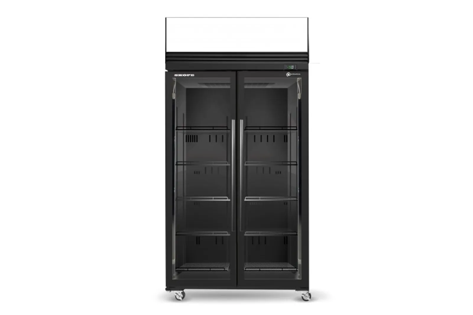 SKOPE SKFT1000N-AC - 2 Glass Door Upright Display Freezer, Lit Sign