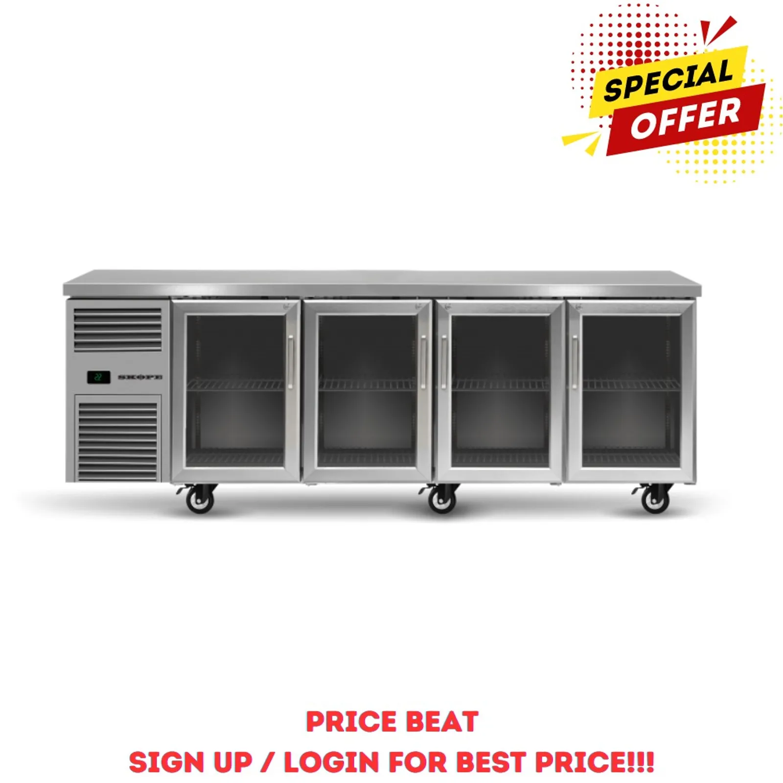 SKOPE RF7.UBR.4.GD ReFlex - 4 Glass Door Underbench GN 1/1 Compatible Fridge