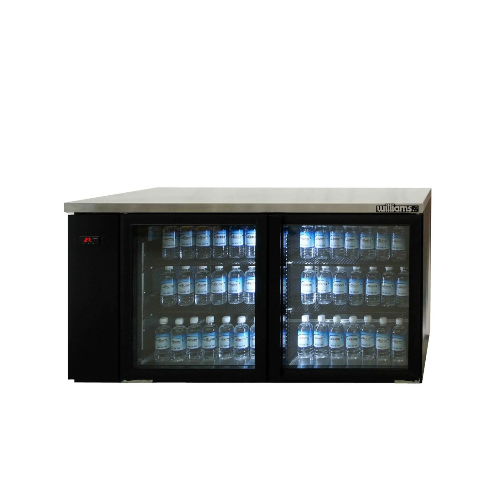 Williams HB2RGB Boronia Remote - 2 Glass Door Back Bar Fridge, Black
