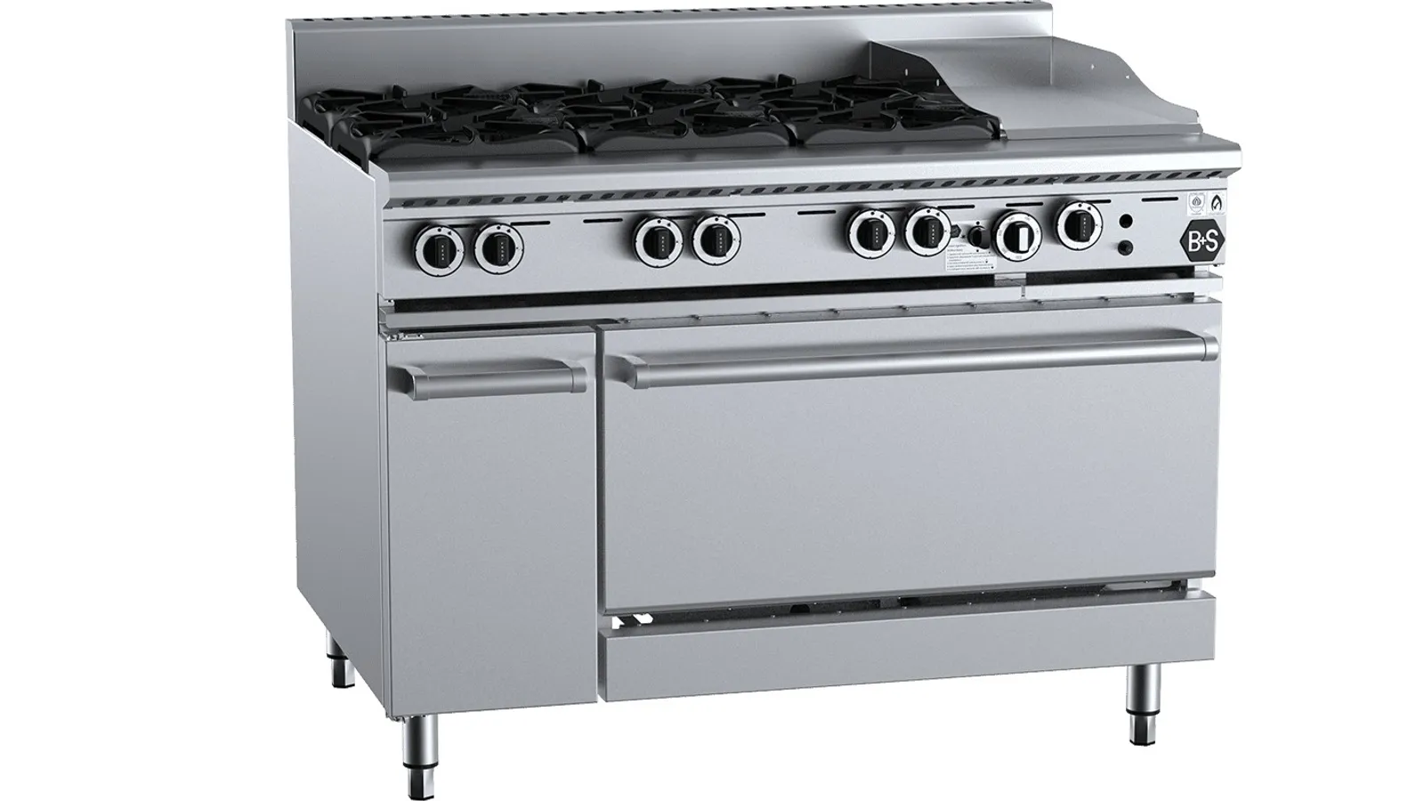 B+S Black OV-SB6-GRP3 - Oven w/ 6 Burners 300mm Grill Plate