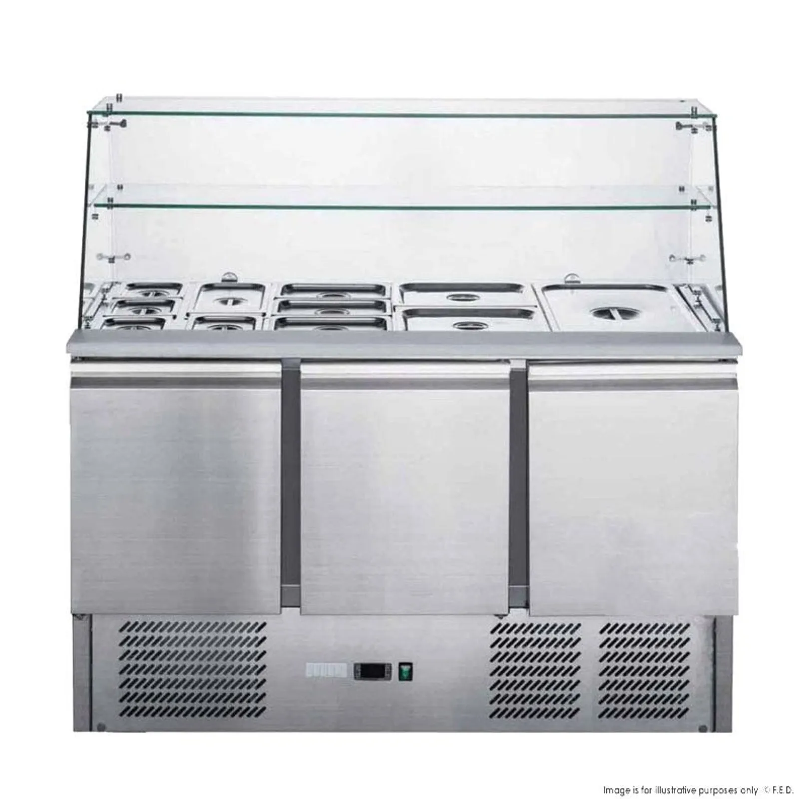 FED-X XS903GC - 3 Door Salad Prep Fridge | Multiple Pan Configurations
