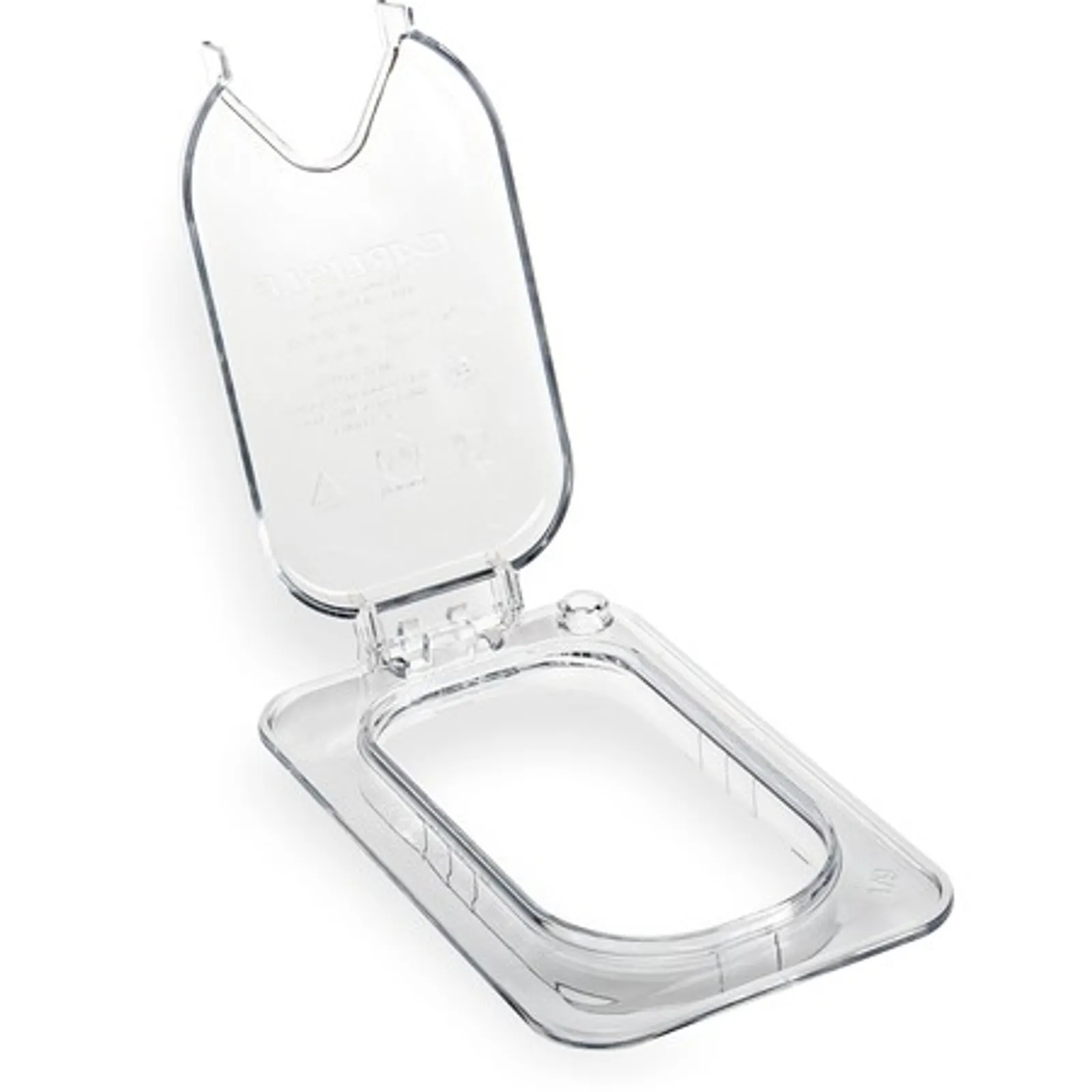 Carlisle 10339Z07 - StorPlus EZ Access Hinged Notched Universal Food Pan Lid 1/9 Size - Clear