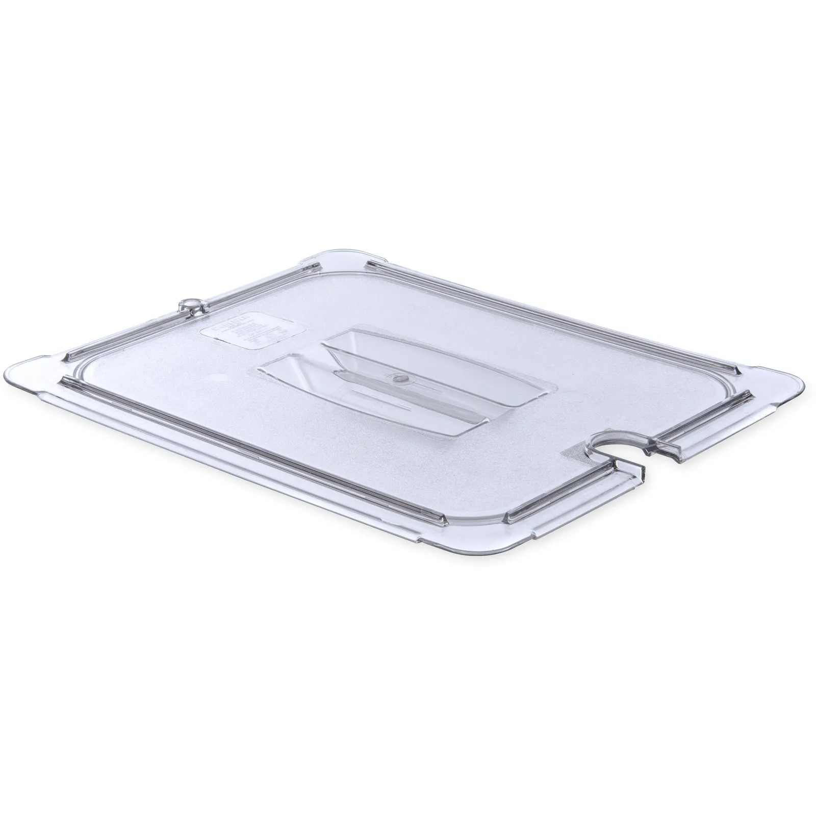 Carlisle 10231U07 - StorPlus Polycarbonate Notched Handled Universal Lid 1/2 Size - Clear