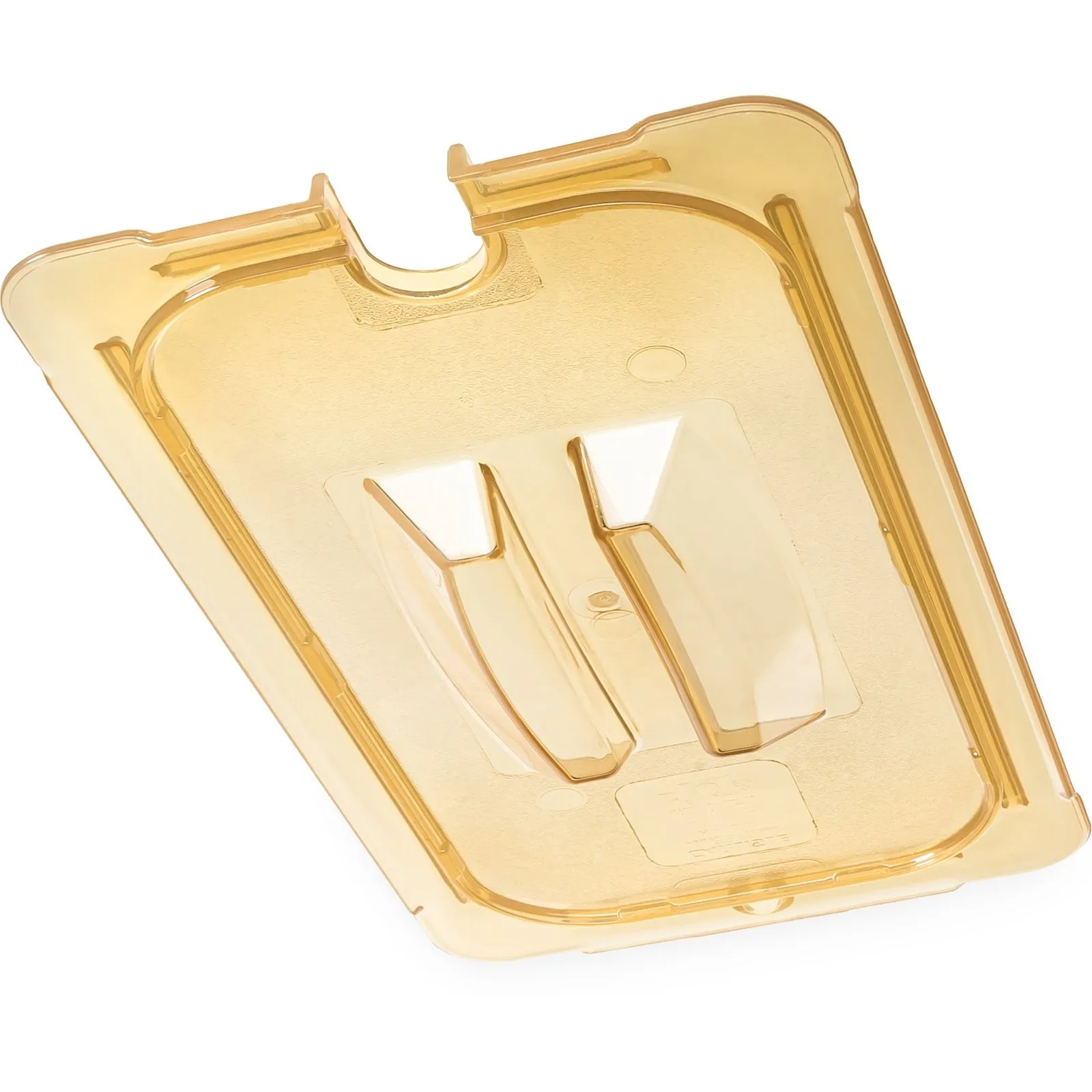Carlisle 10471U13 - StorPlus High Heat Handled Notched Universal Food Pan Lid 1/3 Size - Amber