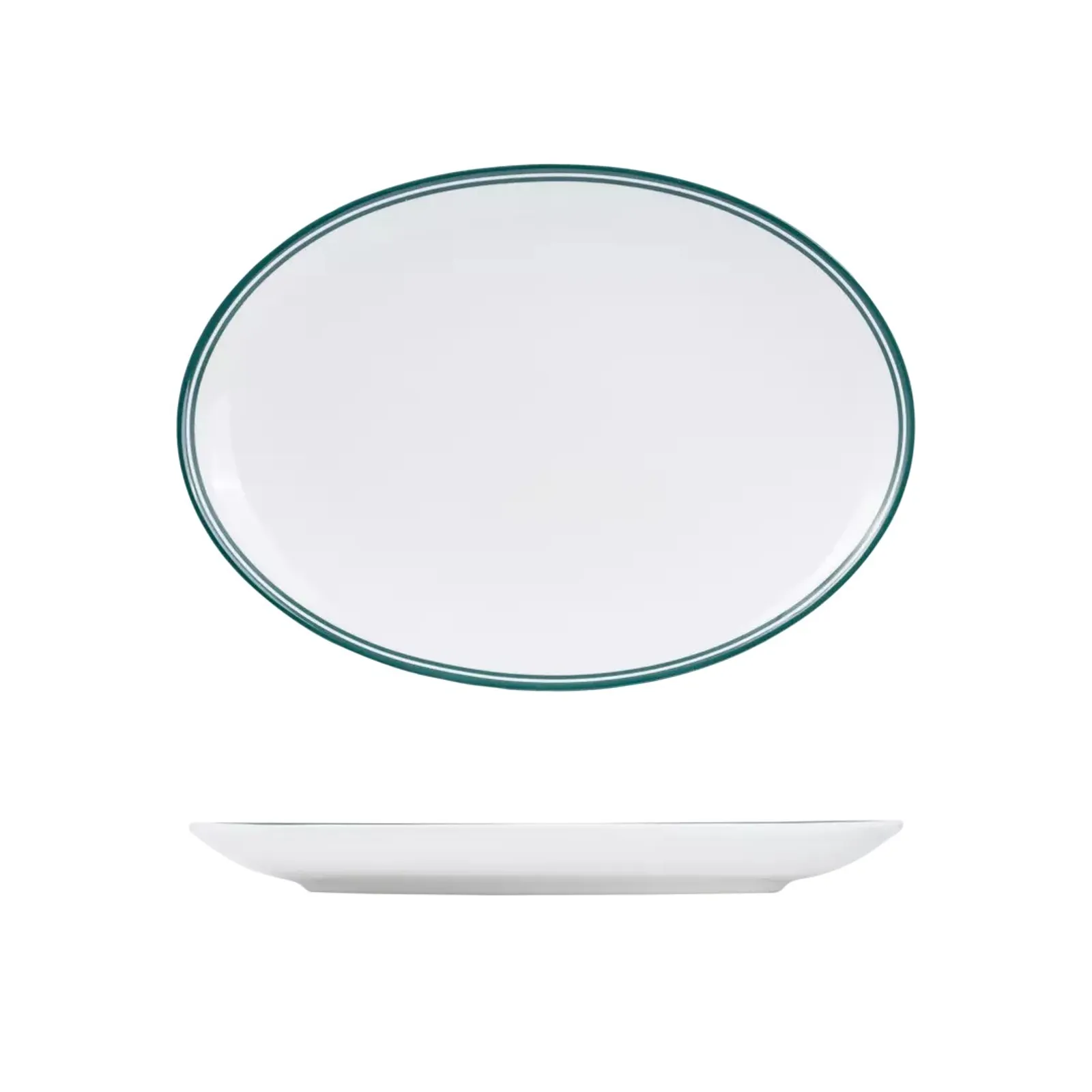 Rak Porcelain NOP32-G Nano Cru Green - Oval Coupe Plate 320mm