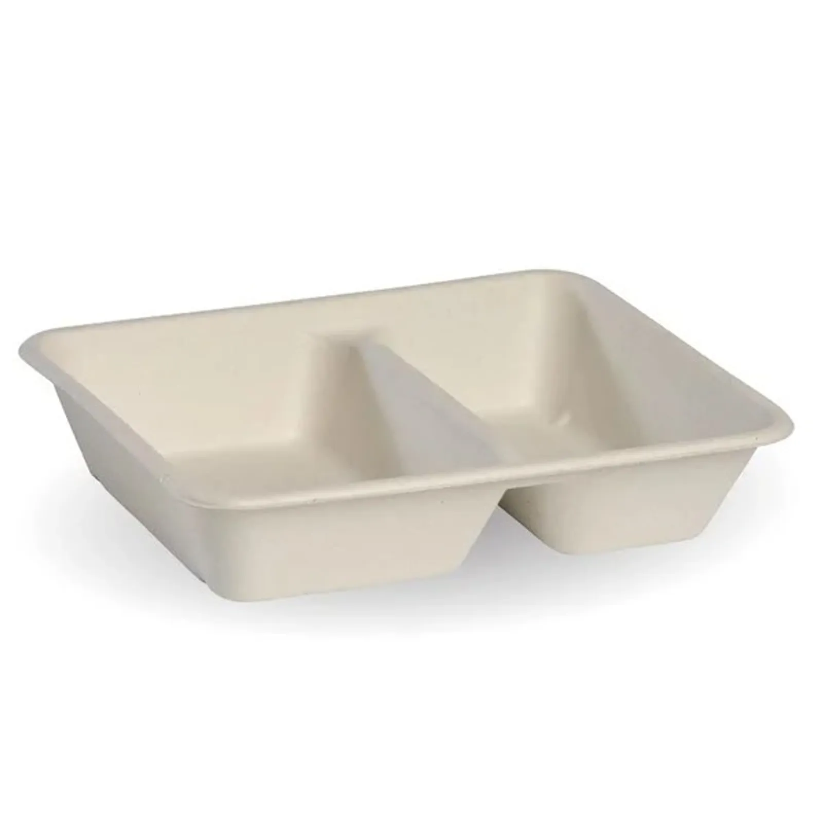 BioPak B-LB-2C-N - 2-Compartment Natural Plant Fibre Takeaway Base