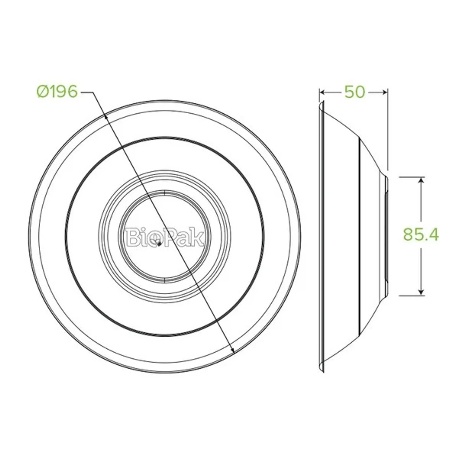 BioPak B-BL-24 - 800ml / 24oz White Plant Fibre BioBowl