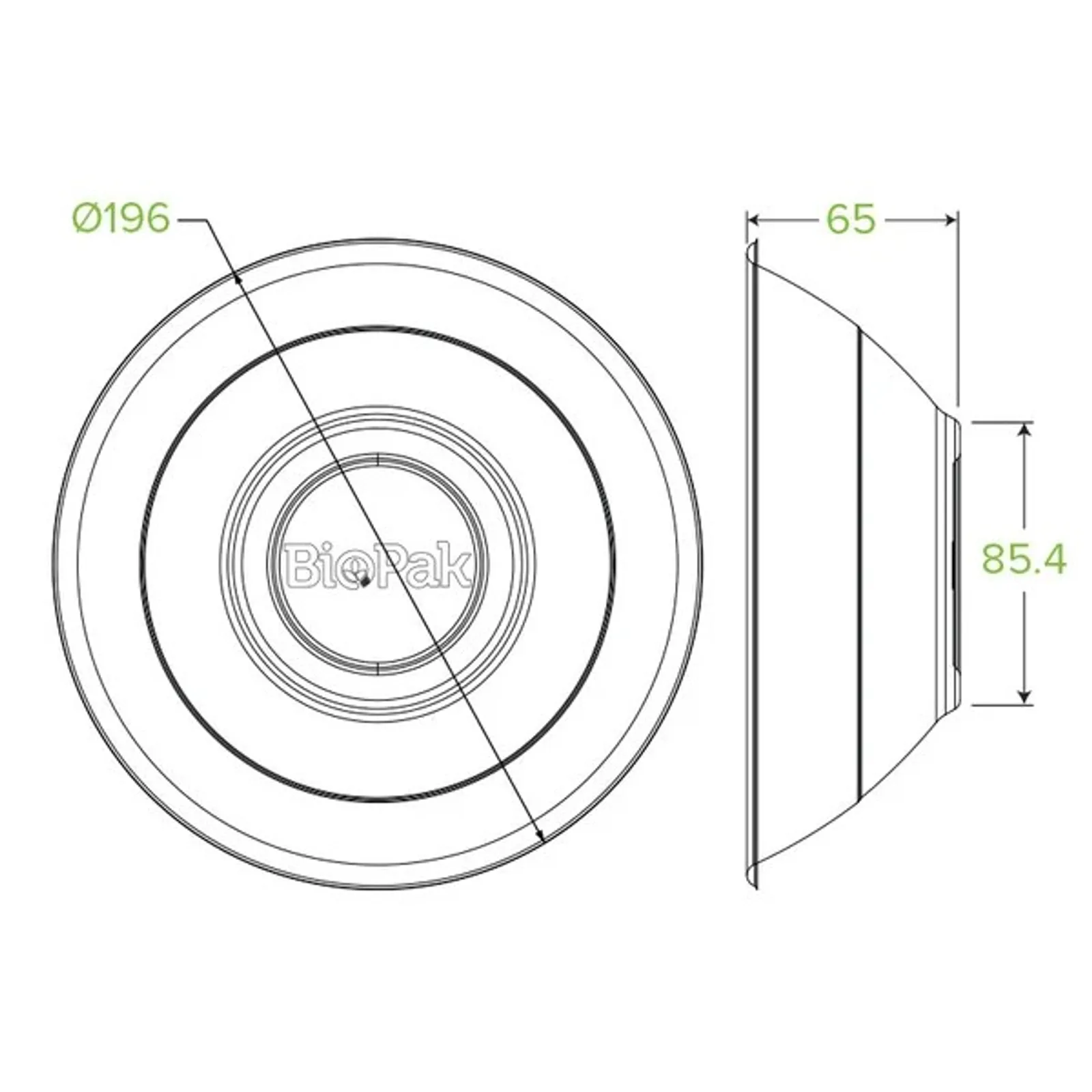 BioPak B-BL-32 - 940ml / 32oz White Plant Fibre BioBowl
