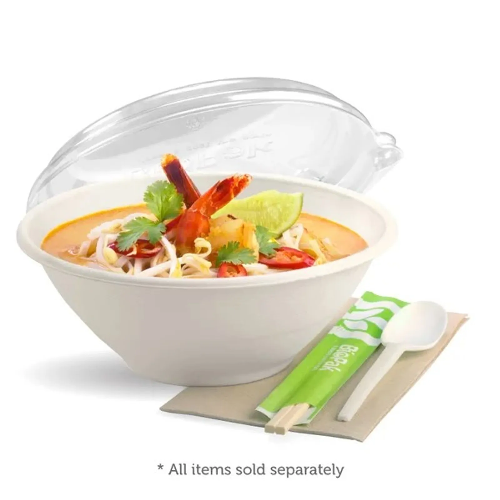 BioPak B-BL-40 - 1,180ml / 40oz White Plant Fibre BioBowl