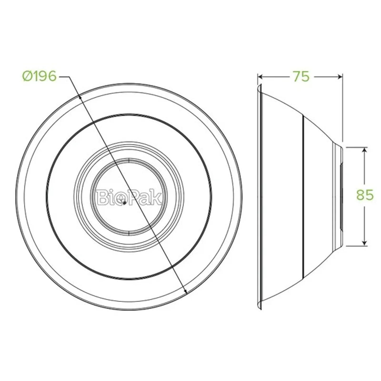 BioPak B-BL-40 - 1,180ml / 40oz White Plant Fibre BioBowl