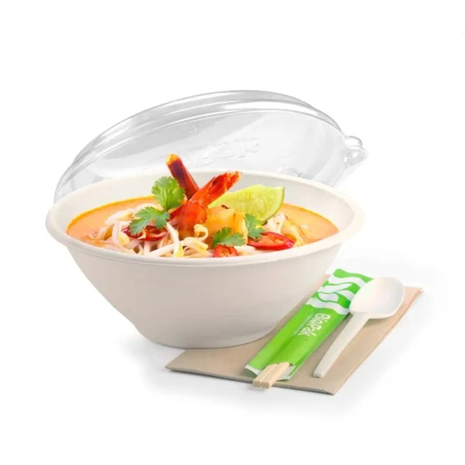 BioPak B-BL-48 - 1,420ml / 48oz White Plant Fibre BioBowl