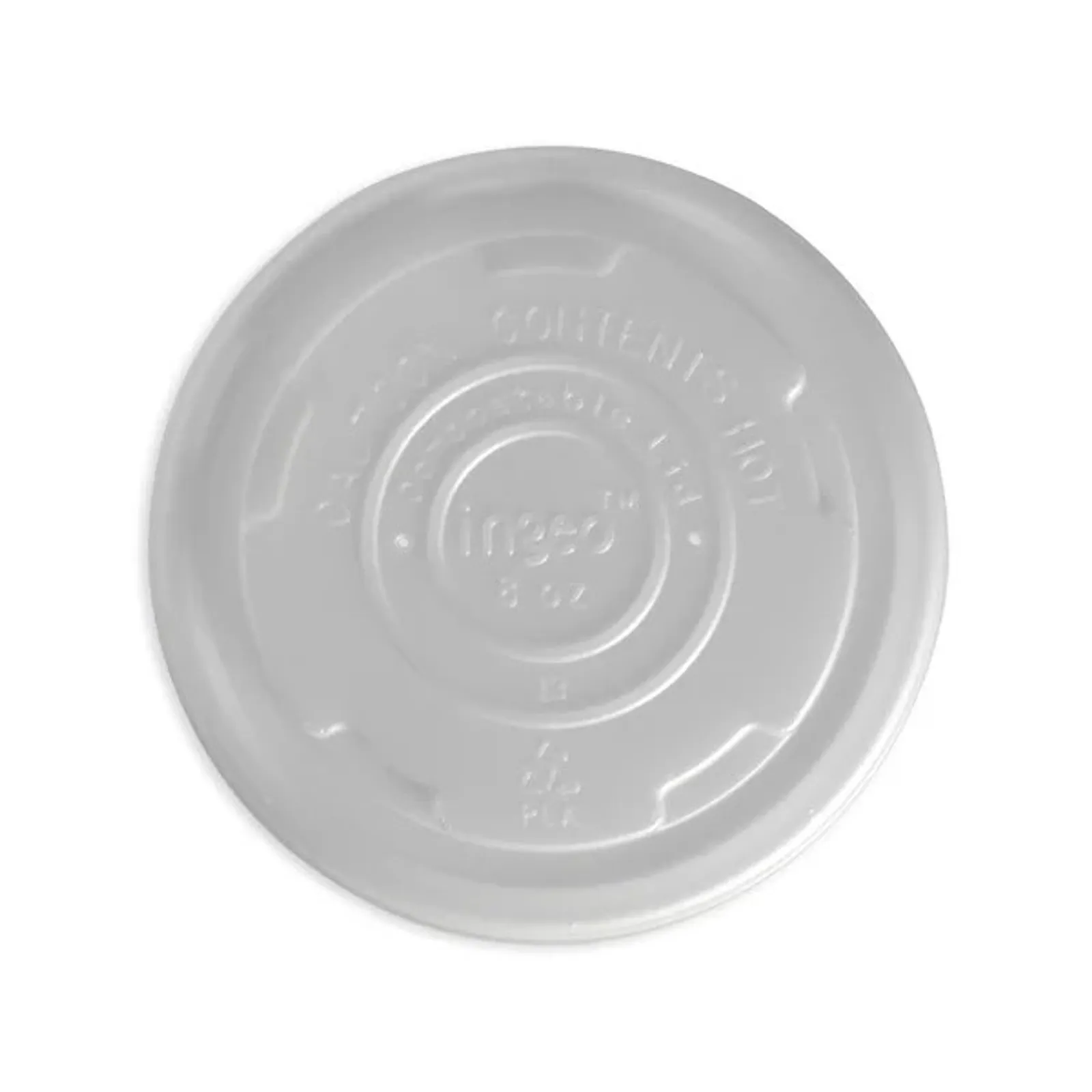 BioPak BSCL-8PLA - 250ml / 8oz White PLA BioBowl Lid