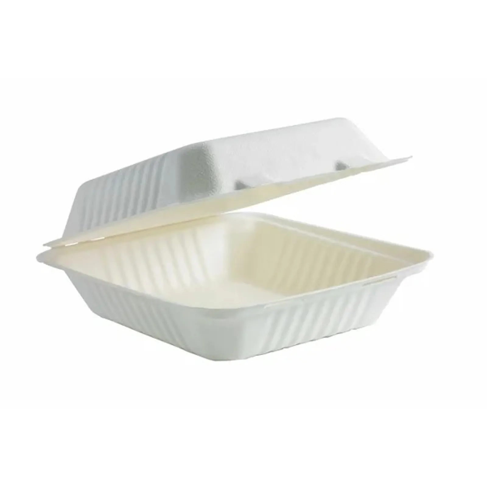BioPak B-DHL-81 - 20x22x9cm / 7.8x8x3in White Plant Fibre Clamshell
