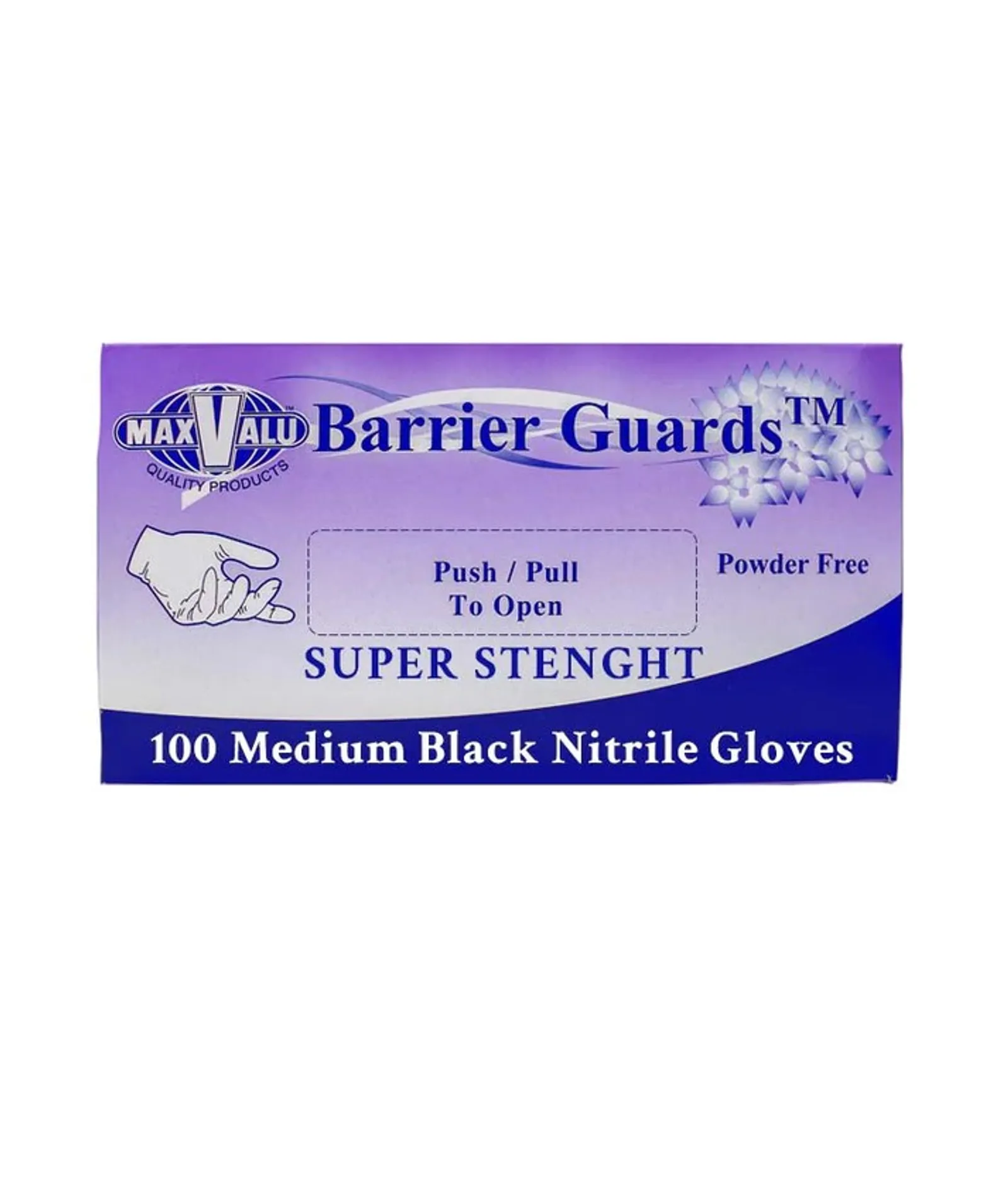 MaxValu GLOSBKM - Super Strength Black Nitrile Gloves - Medium (100 Pcs)