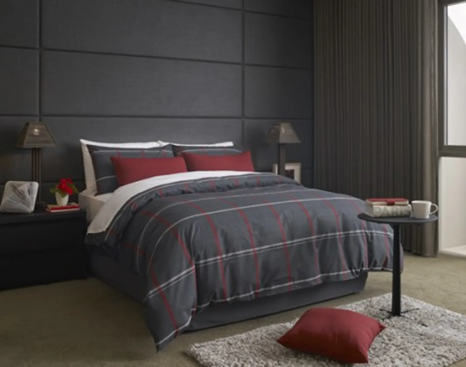 Alliance 23956 - Quilt Cover Set Actil Hewlett Ebony DB 180x220