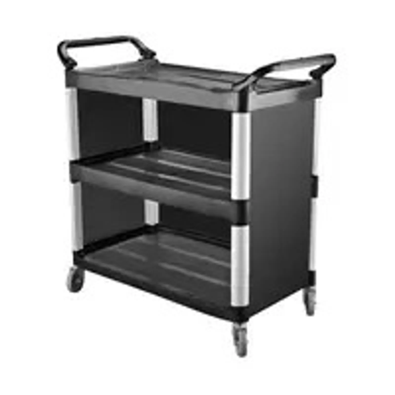 Caterrax TR-136 - Black Plastic Utility Trolley, 3 Shelf, Closed Sides