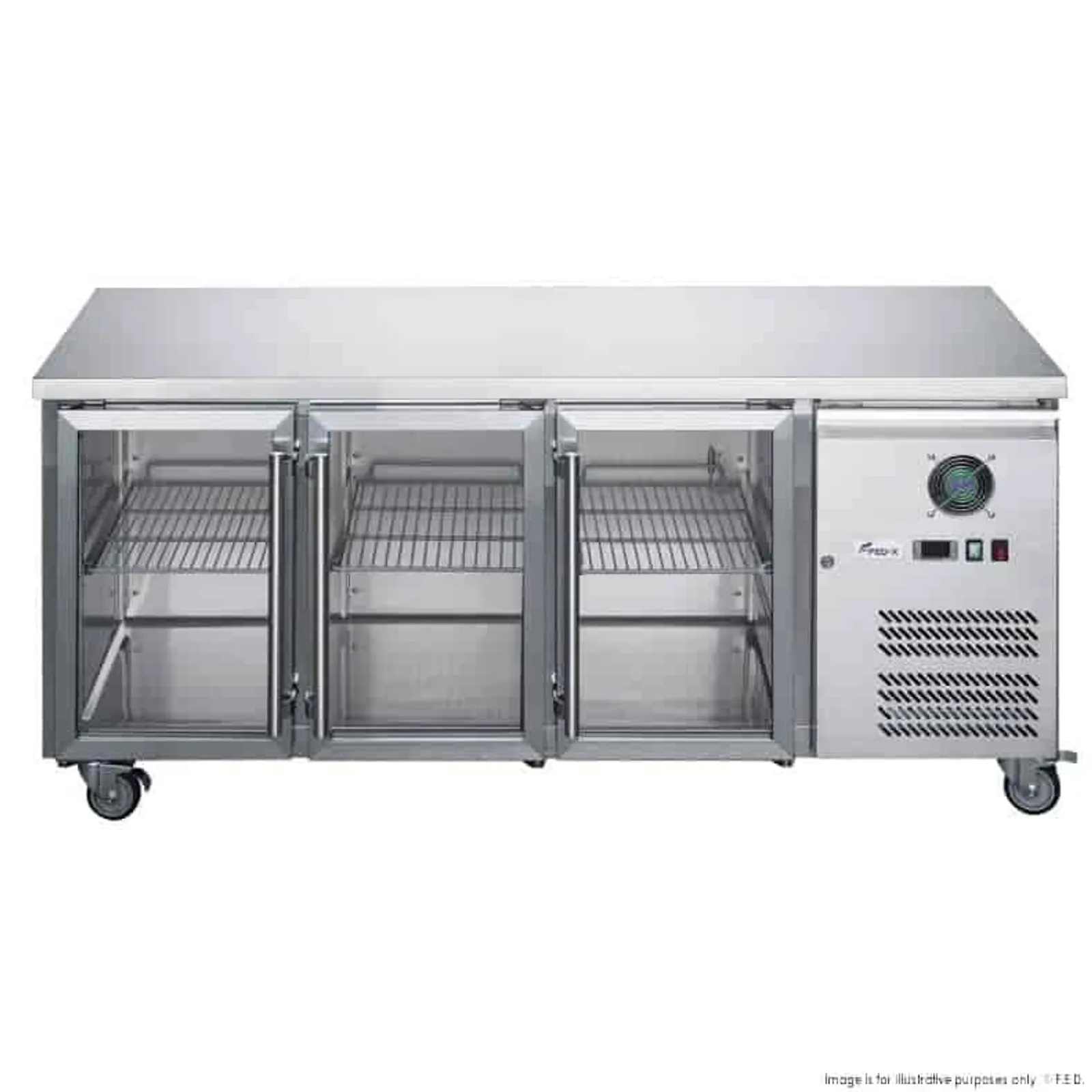 FED-X XUB7C18G3V - 3 Glass Door Bench Fridge