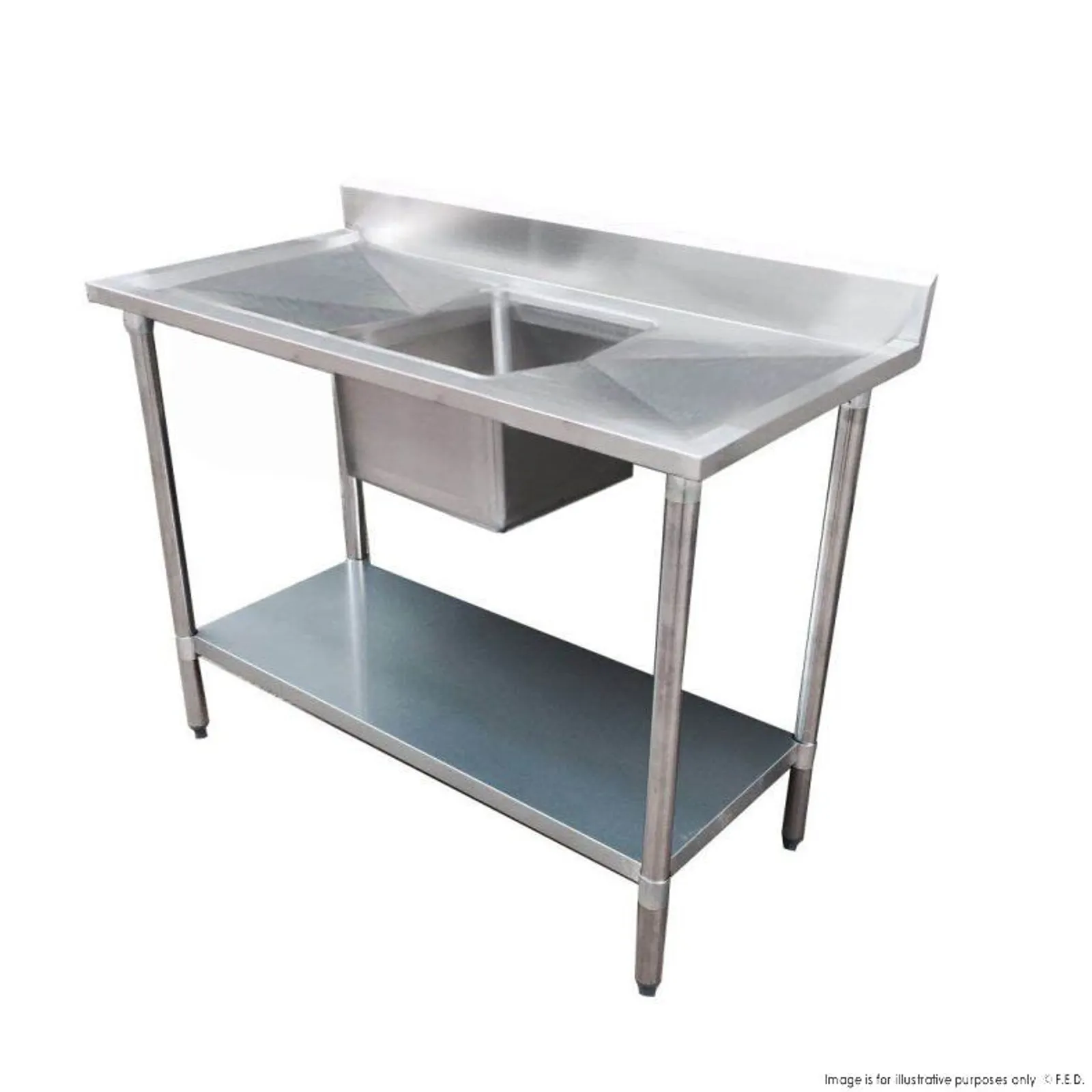 Modular Systems 1200-6-SSBC - Economic 304 Grade SS Centre Single Sink Bench 1200x600x900 with 400x400x250 sink