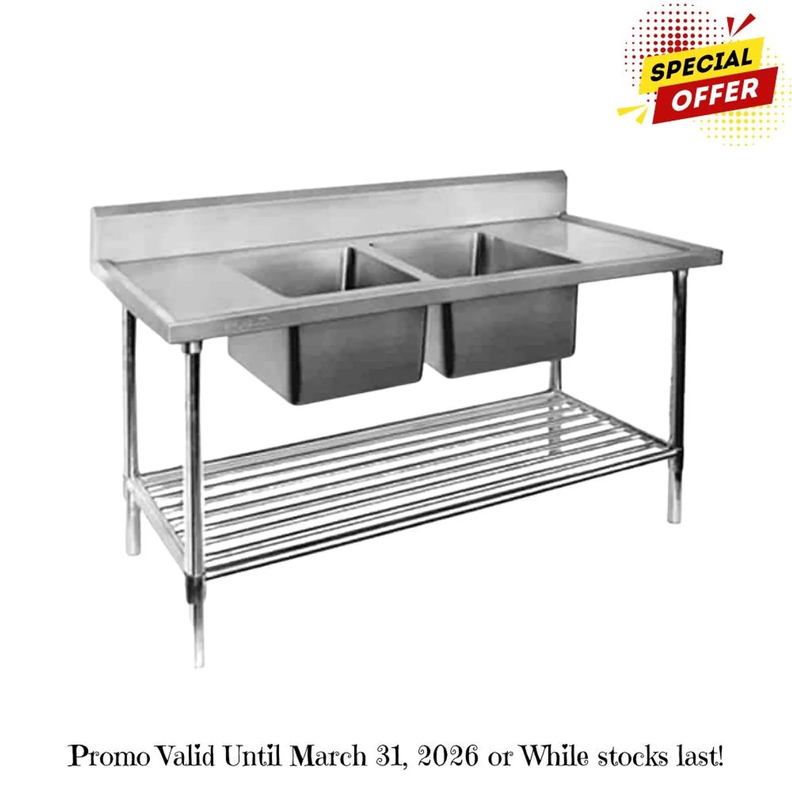 Modular Systems DSB7-2100C/A - Double Centre Sink Bench with Pot Undershelf