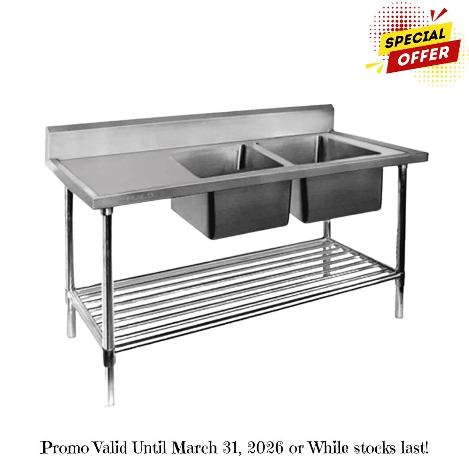 Modular Systems DSB7-1500R/A - Double Right Sink Bench with Pot Undershelf
