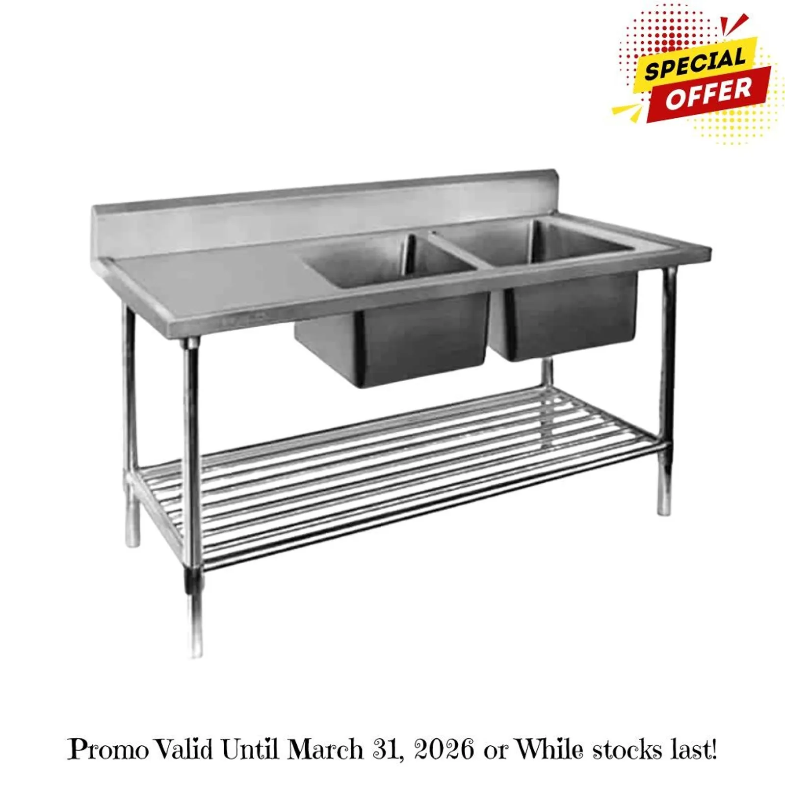 Modular Systems DSB7-2100R/A - Double Right Sink Bench with Pot Undershelf