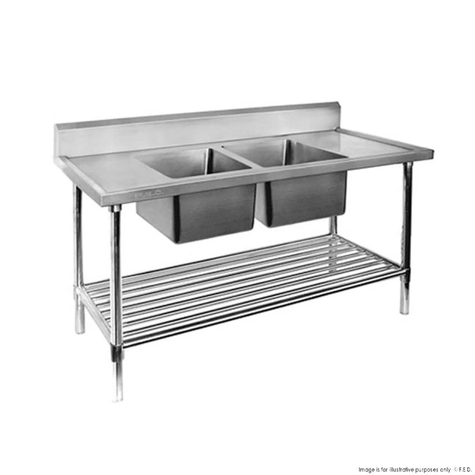 Modular Systems DSB6-1500C/A - Double Centre Sink Bench with Pot Undershelf