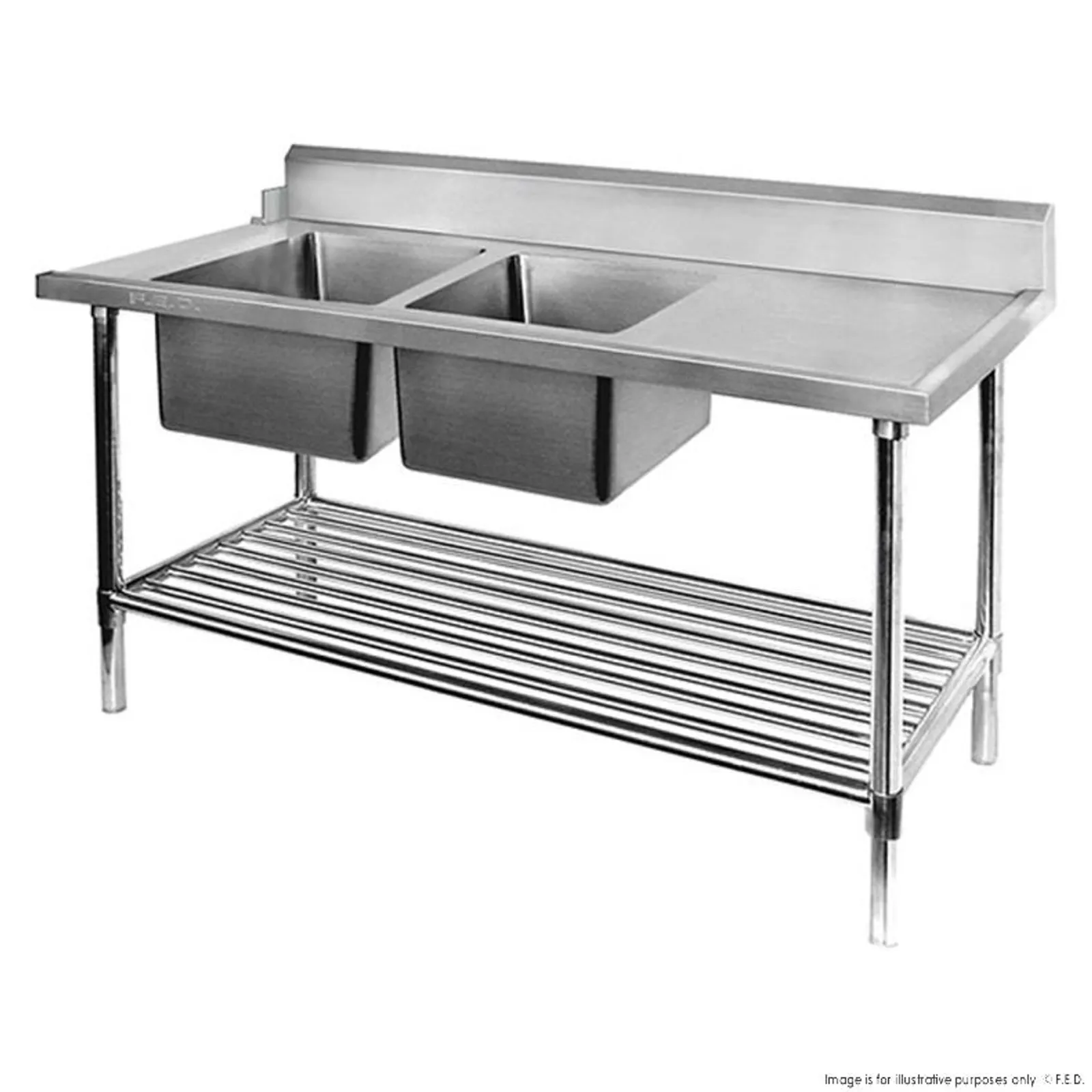 Modular Systems DSBD7-2400L/A - Left Inlet Double Sink Dishwasher Bench