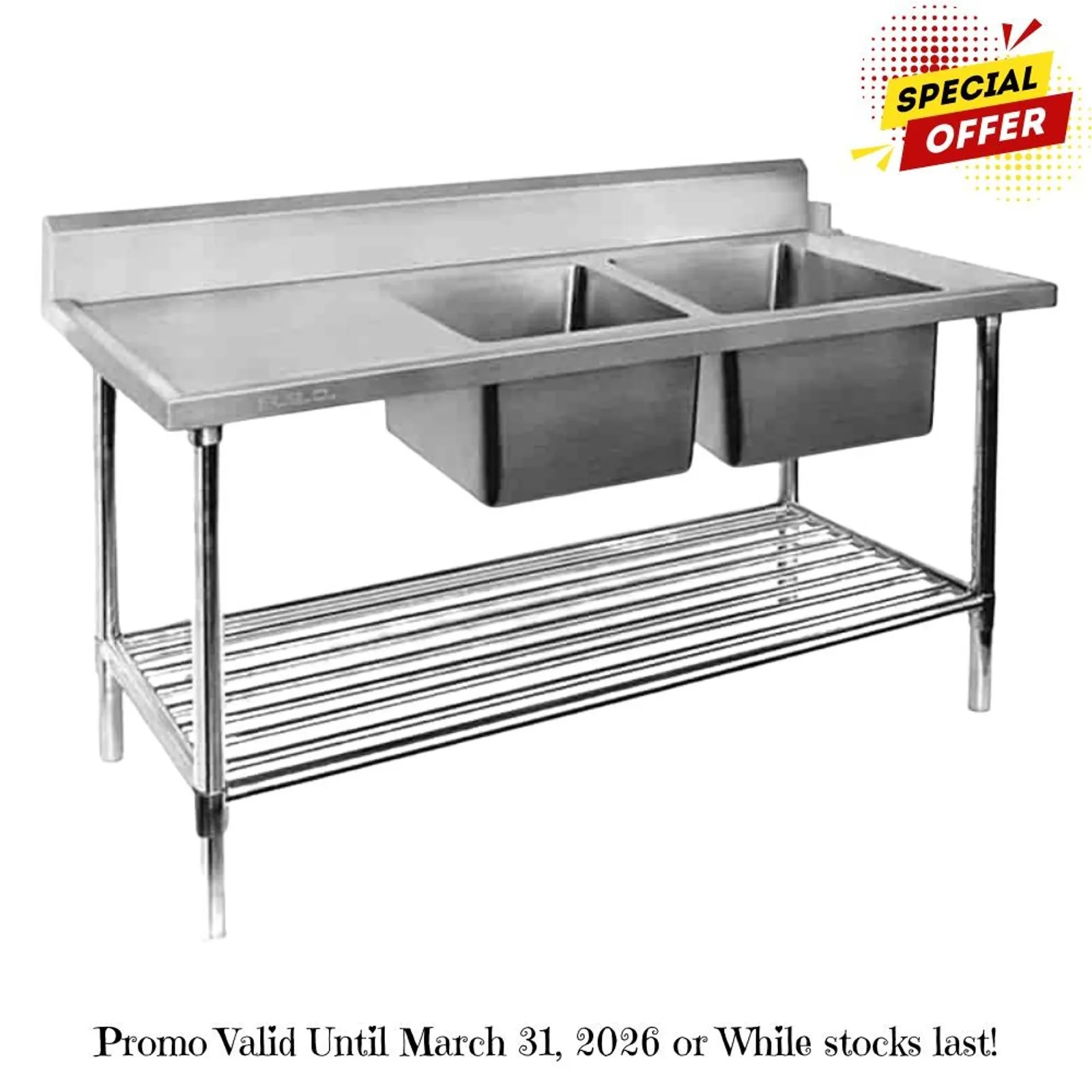 Modular Systems DSBD7-1800R/A - Right Inlet Double Sink Dishwasher Bench