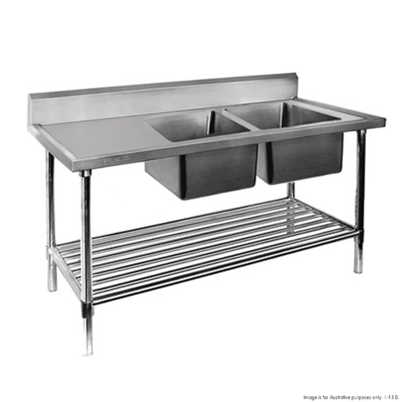 Modular Systems DSB6-1500R/A - Double Right Sink Bench with Pot Undershelf