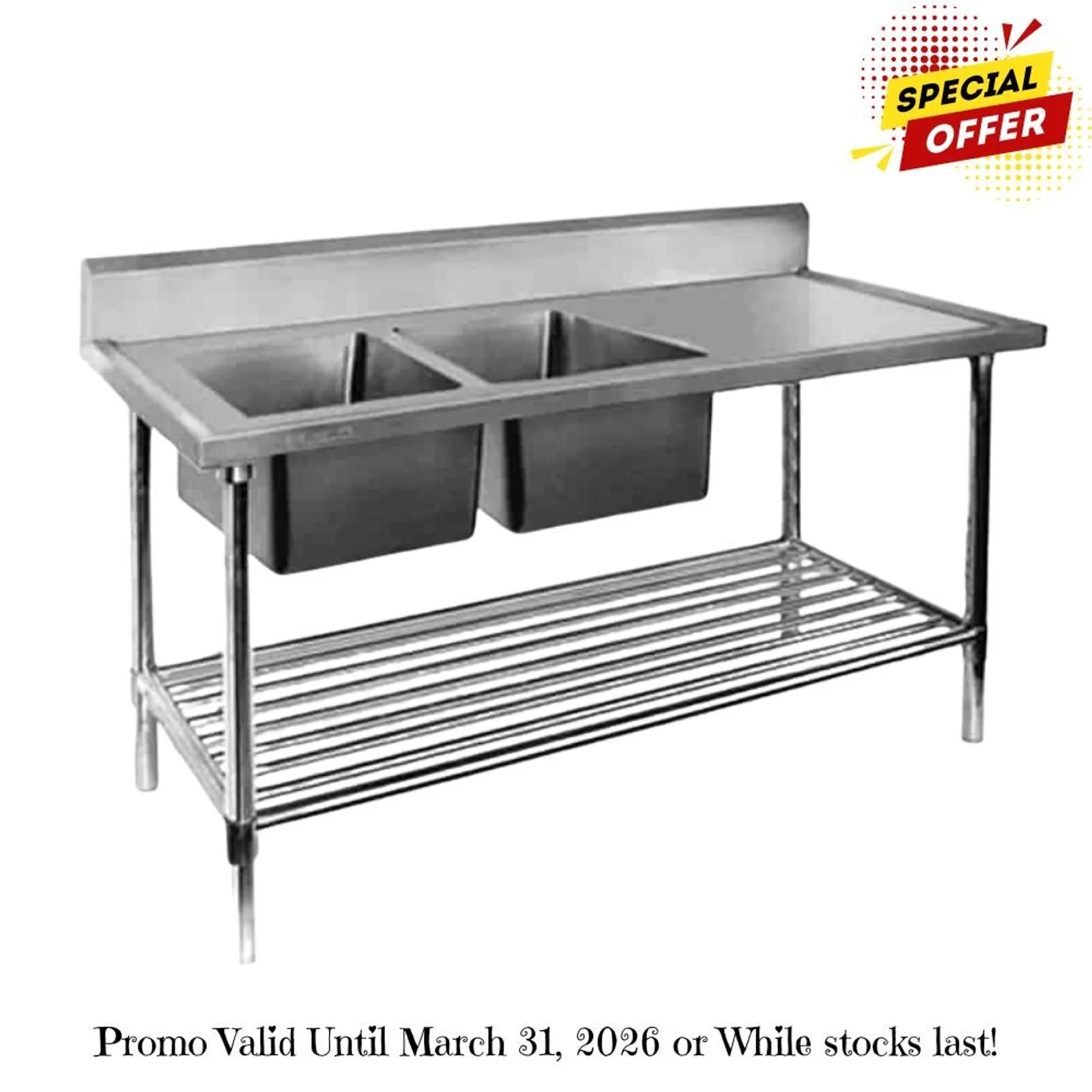 Modular Systems DSB6-1800L/A - Double Left Sink Bench with Pot Undershelf