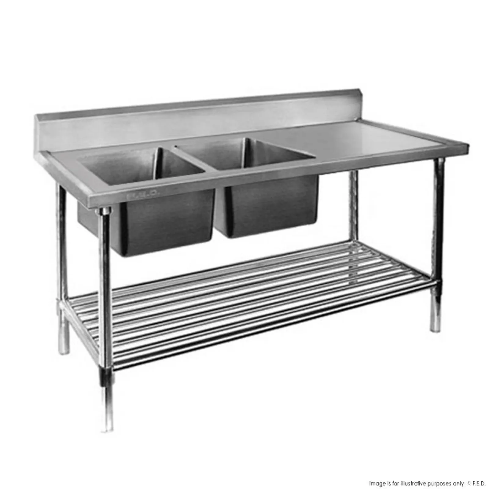 Modular Systems DSB6-1800L/A - Double Left Sink Bench with Pot Undershelf