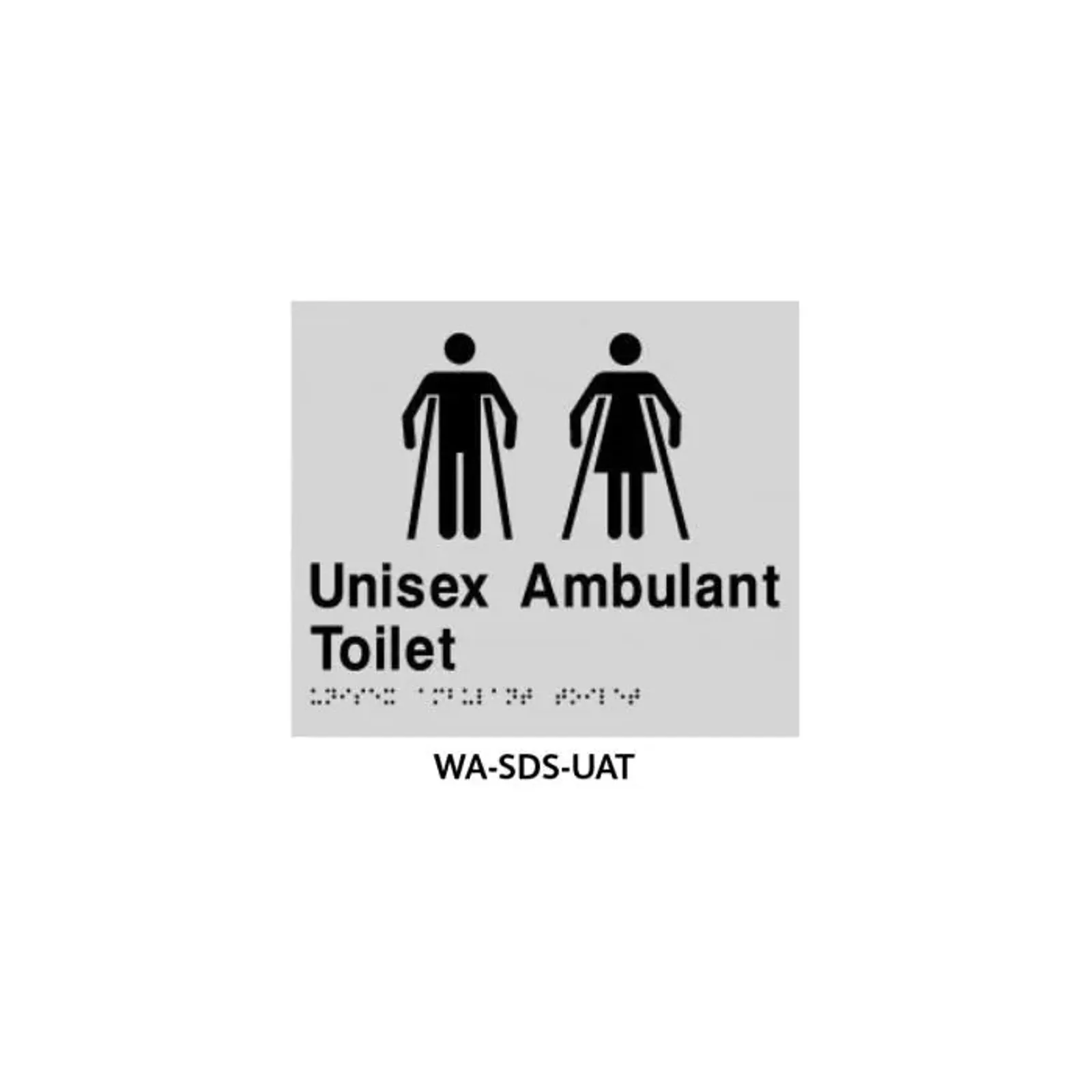 3Monkeez WA-SDS-UAT - Braille Sign Unisex Accessible Toilet (Silver)