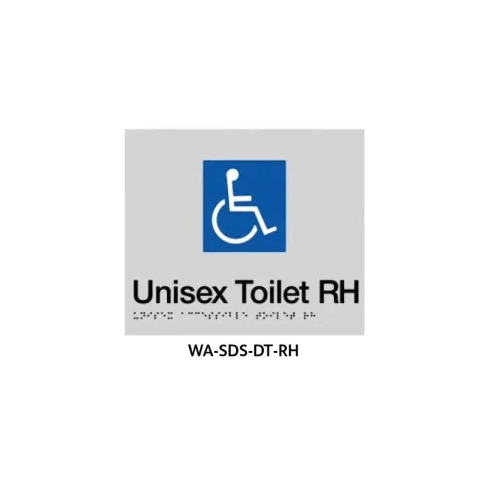 3Monkeez WA-SDS-DT-RH - Braille Sign Unisex Disabled Toilet RHS (Silver)